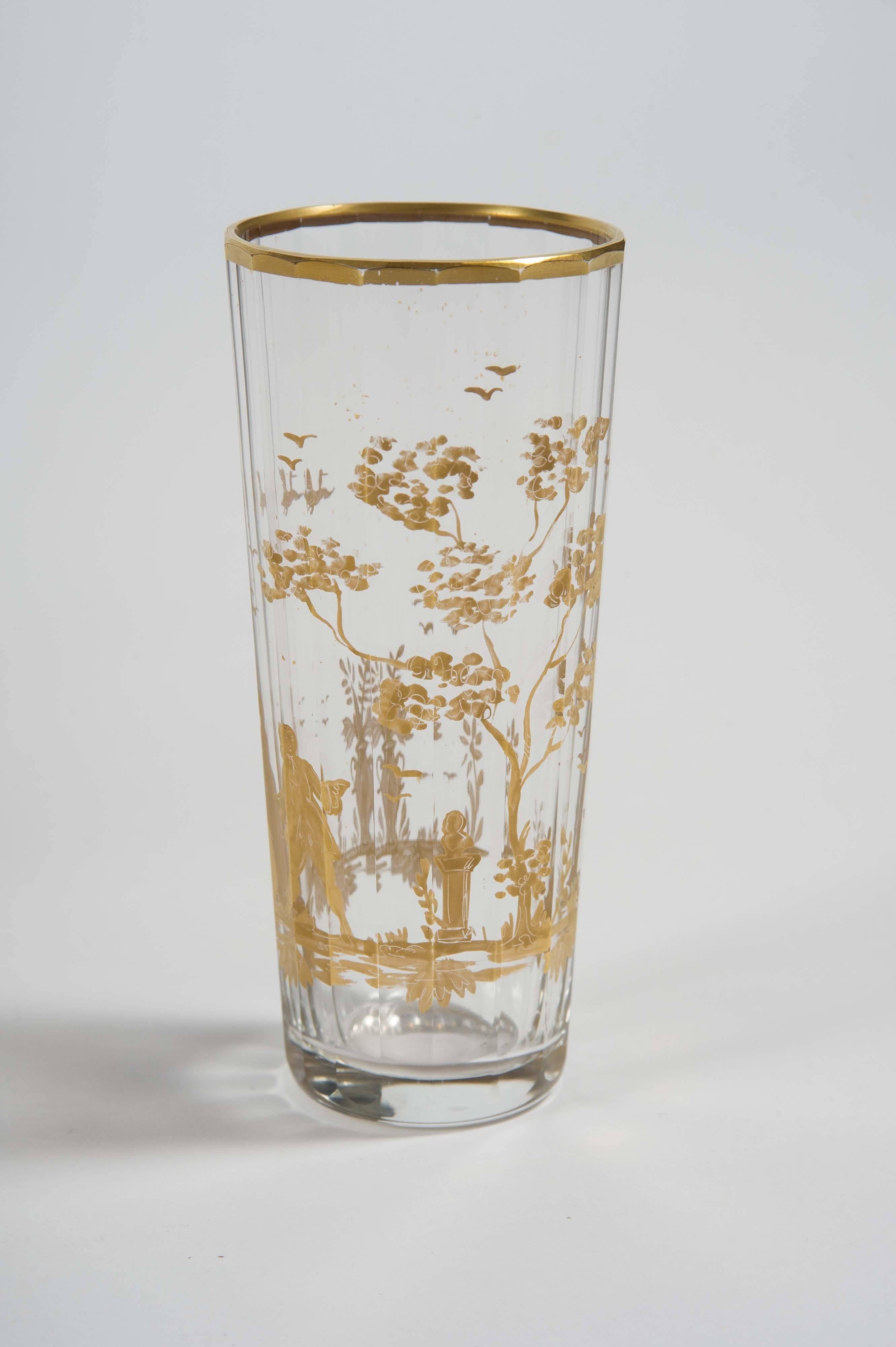Early 20th Century Set of Italian Drinking Glasses with Gilt Decoration In Excellent Condition For Sale In London, GB