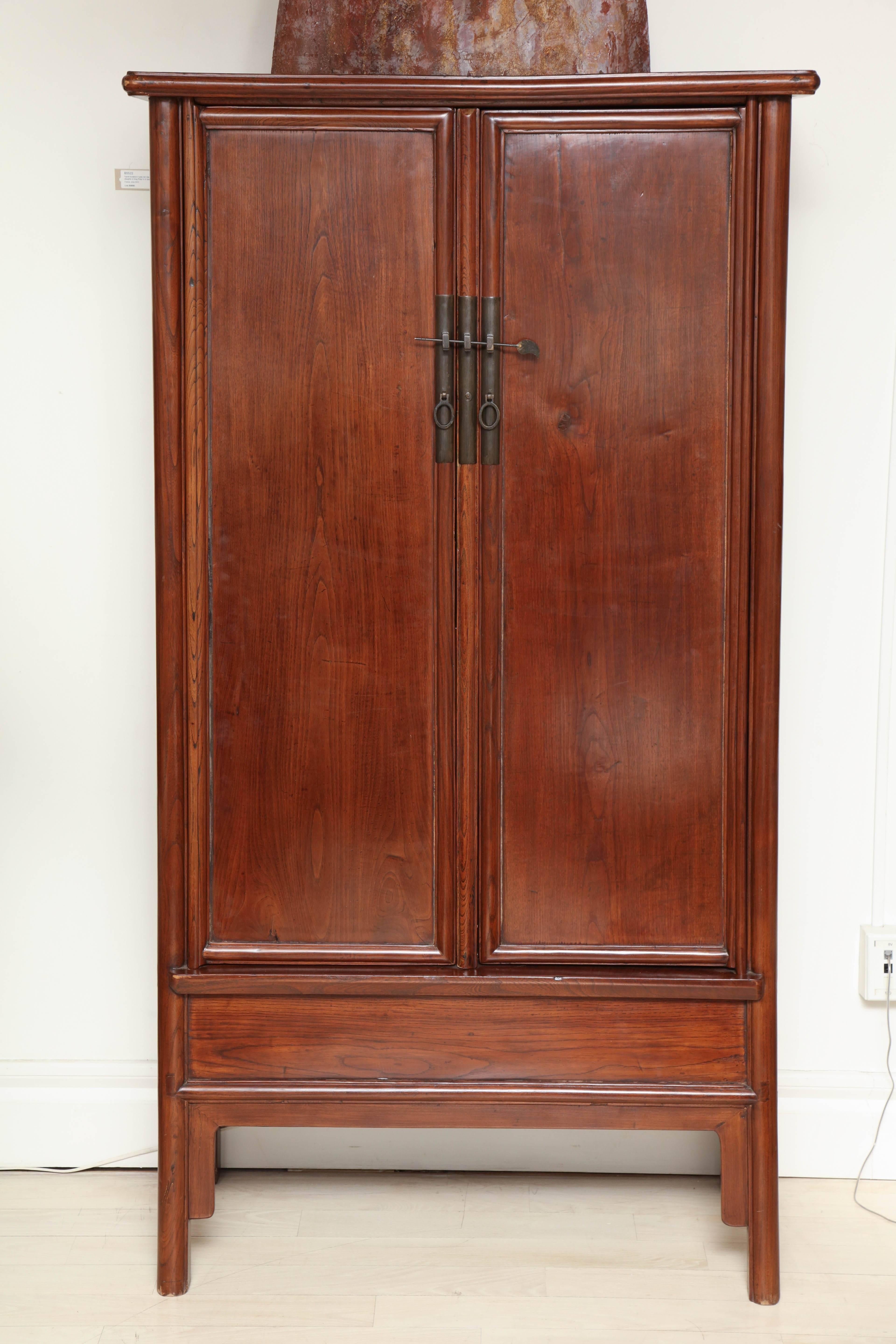 Early 19th century Chinese elm two door armoire with inner shelving, two drawers and secret compartment.



Available to see in our NYC Showroom 
BK Antiques
306 East 61st St. 2nd fl.
New York, NY 10065