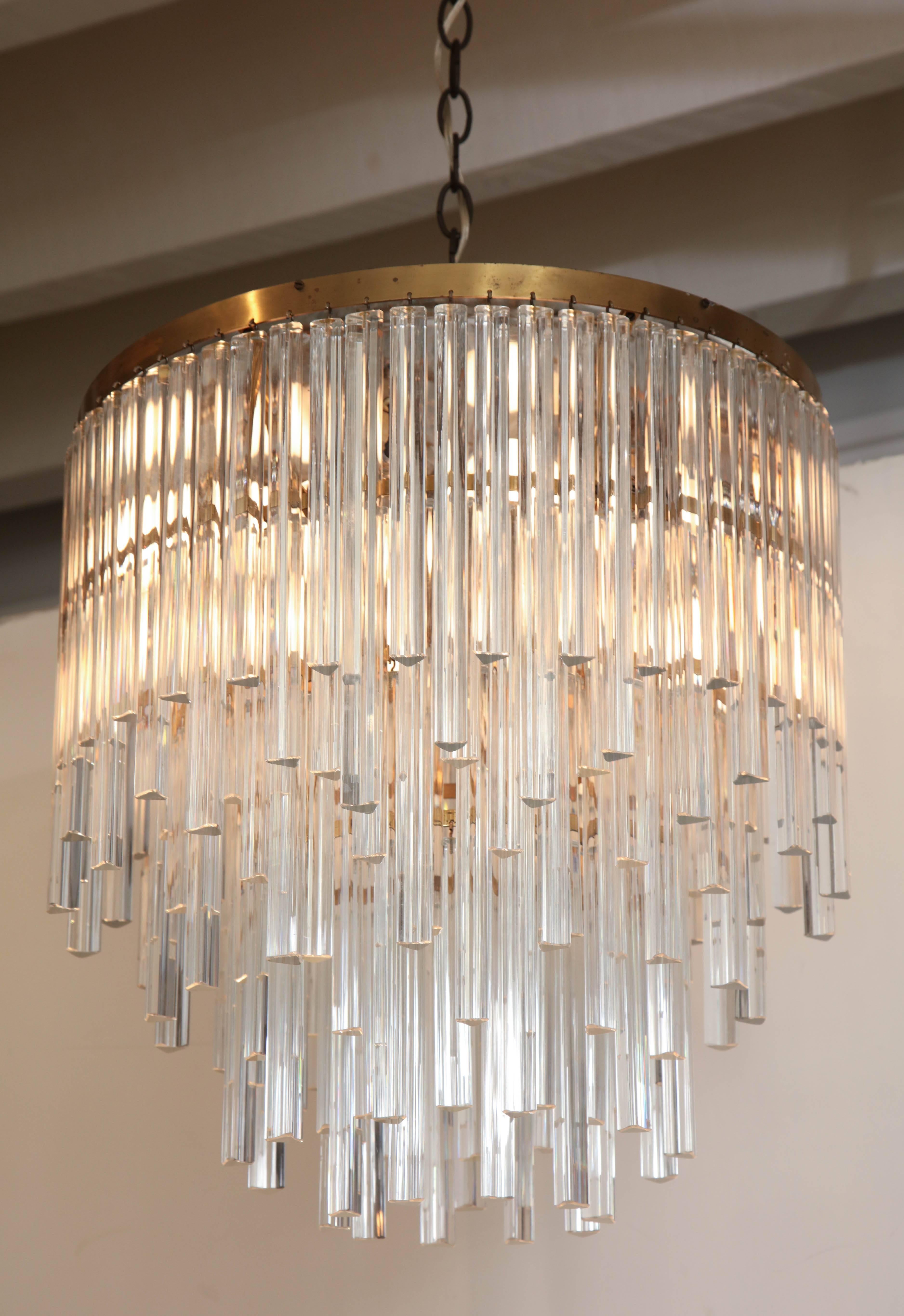 Italian Mid-Century Tiered Murano Glass Chandelier by Venini, Italy, circa 1960