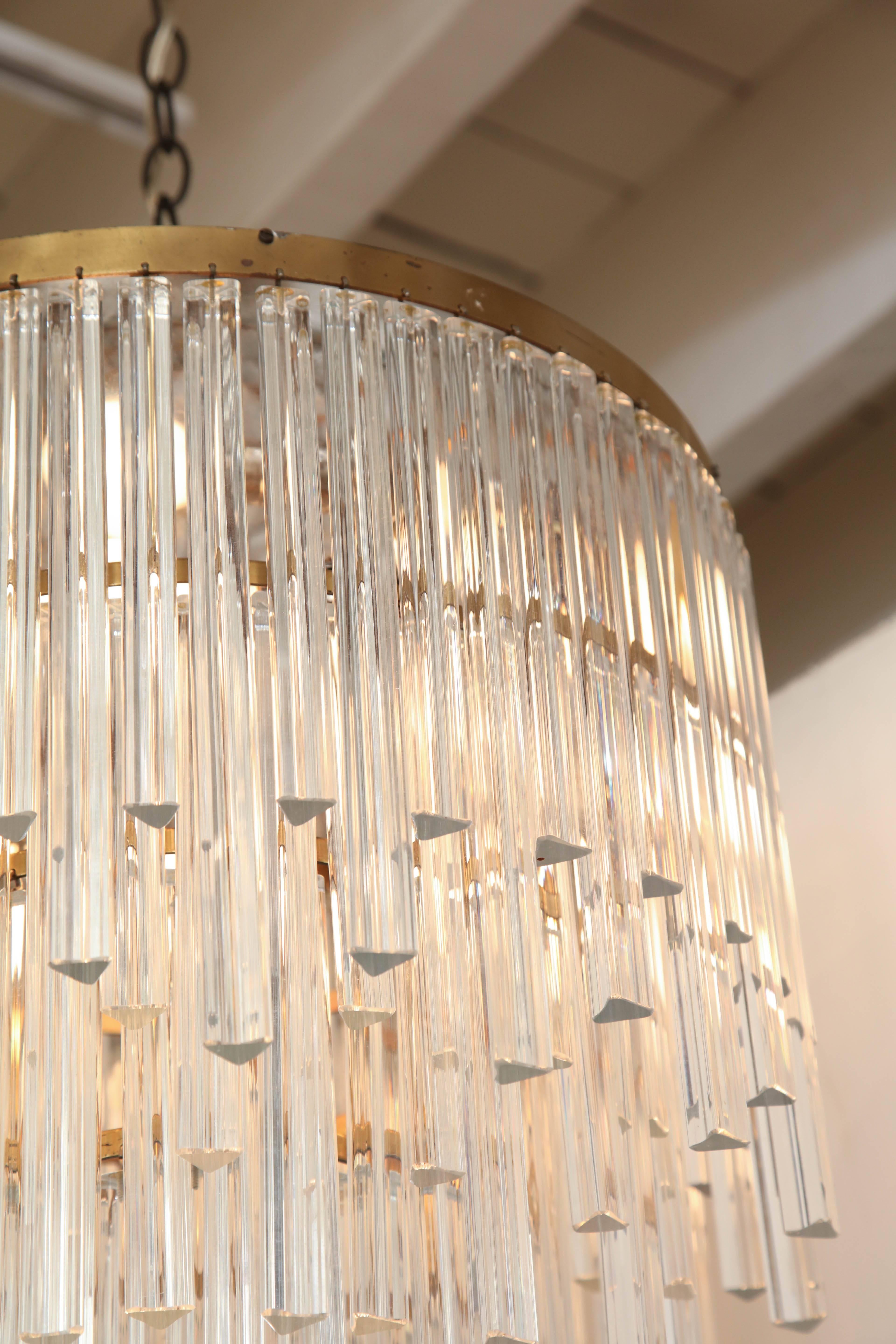 Mid-Century Tiered Murano Glass Chandelier by Venini, Italy, circa 1960 In Excellent Condition In New York, NY