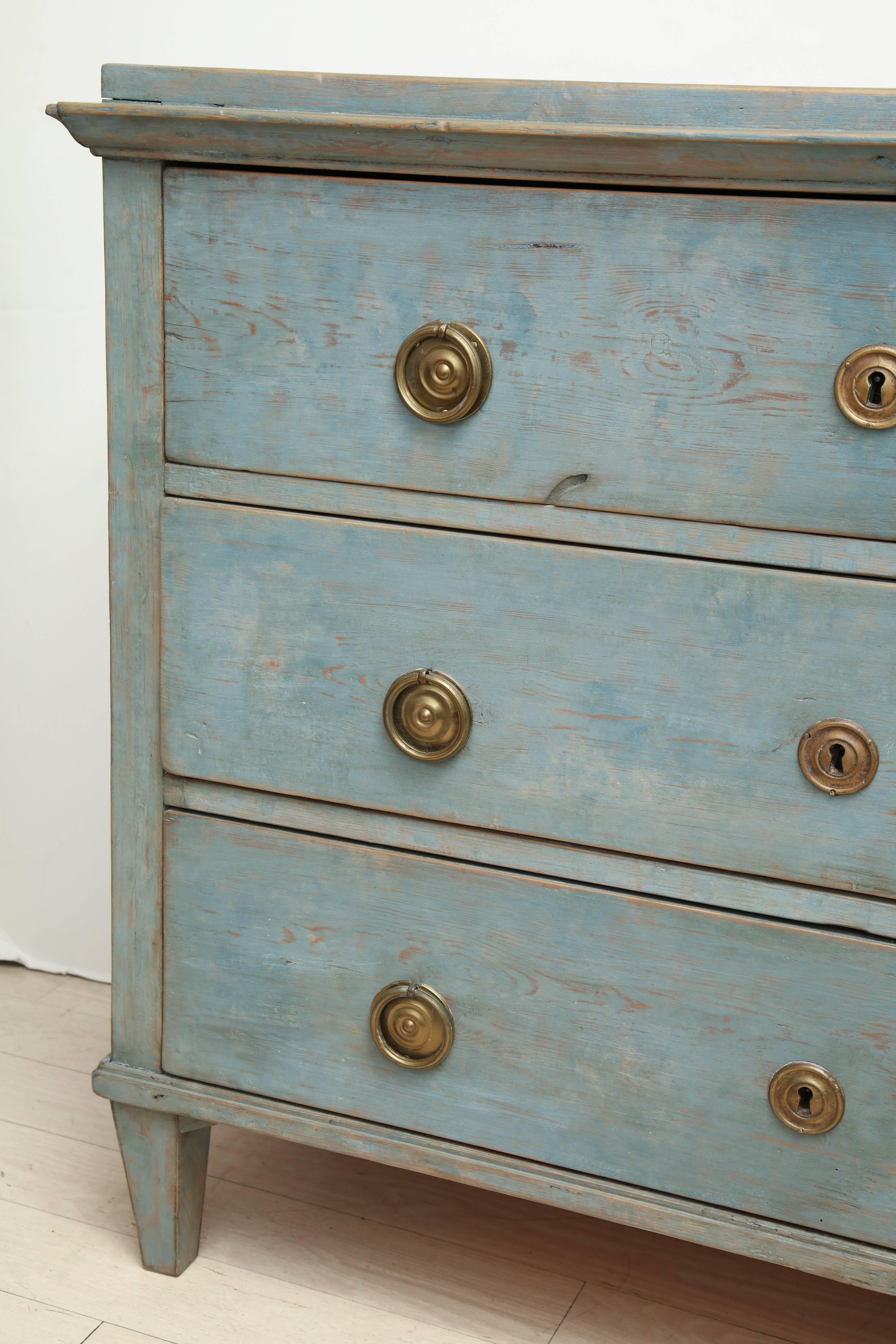 19th Century Painted Blue Swedish Commode 1