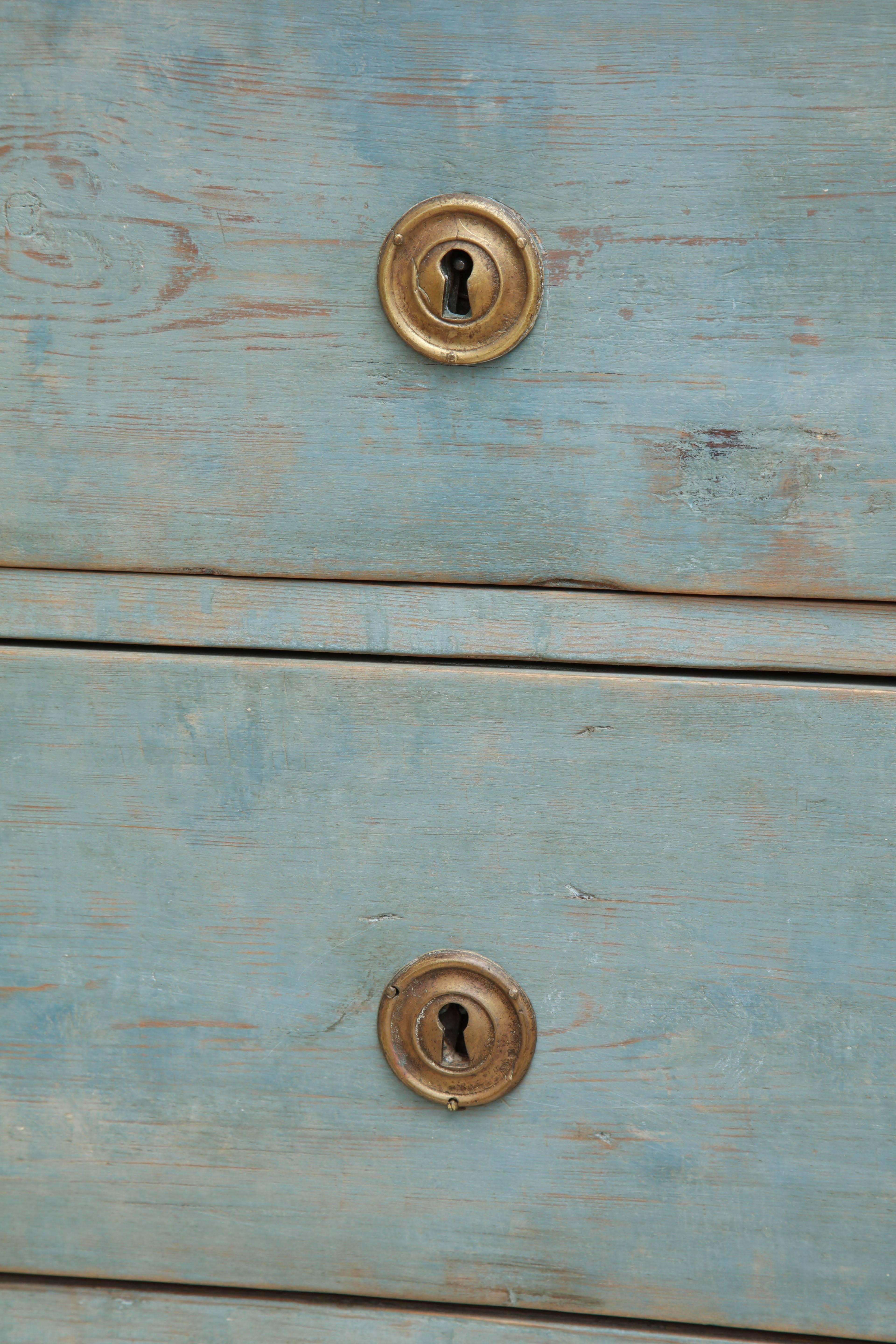 19th Century Painted Blue Swedish Commode 2