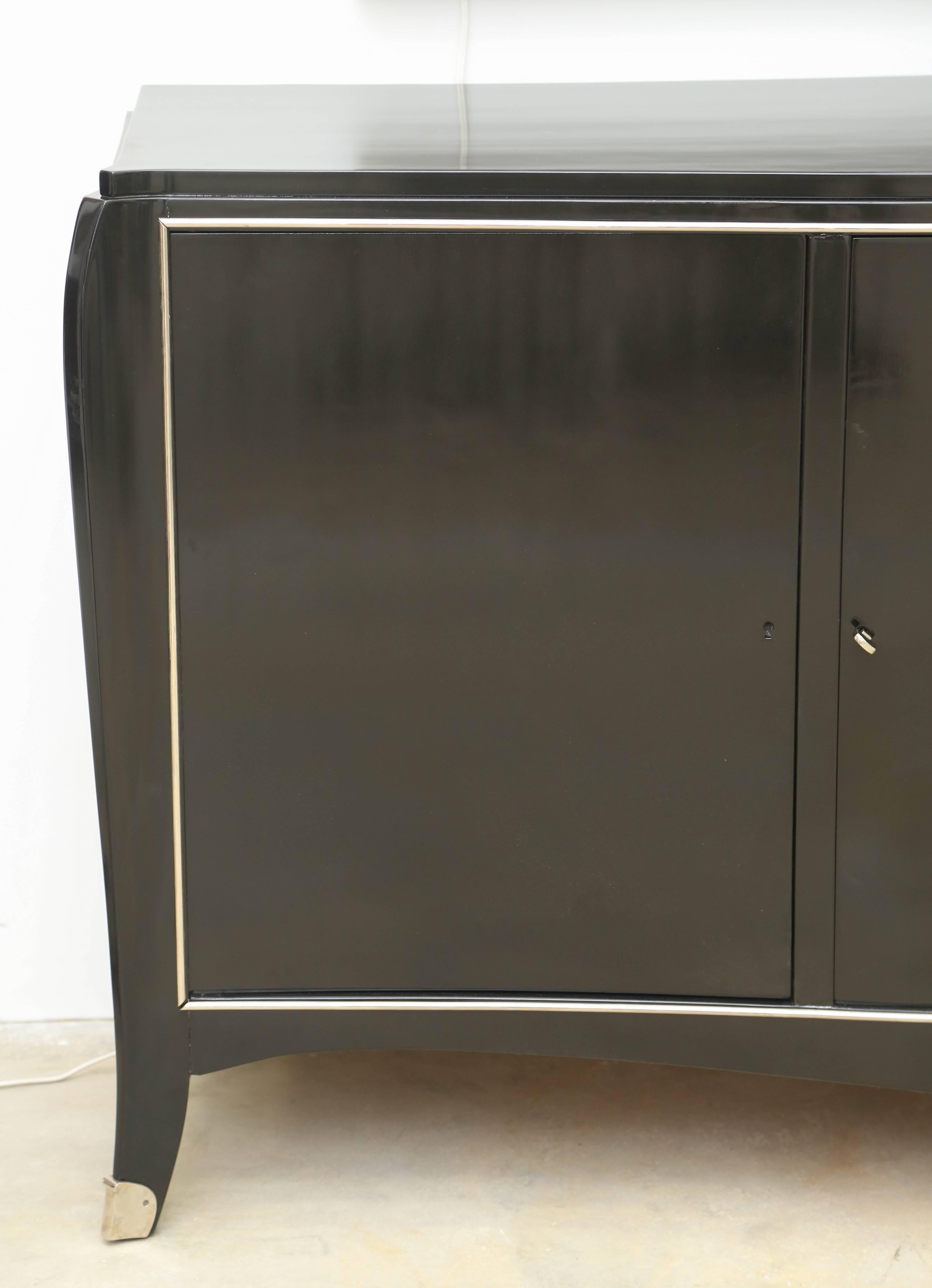 Art Deco André Arbus Style Side Board Black Lacquered