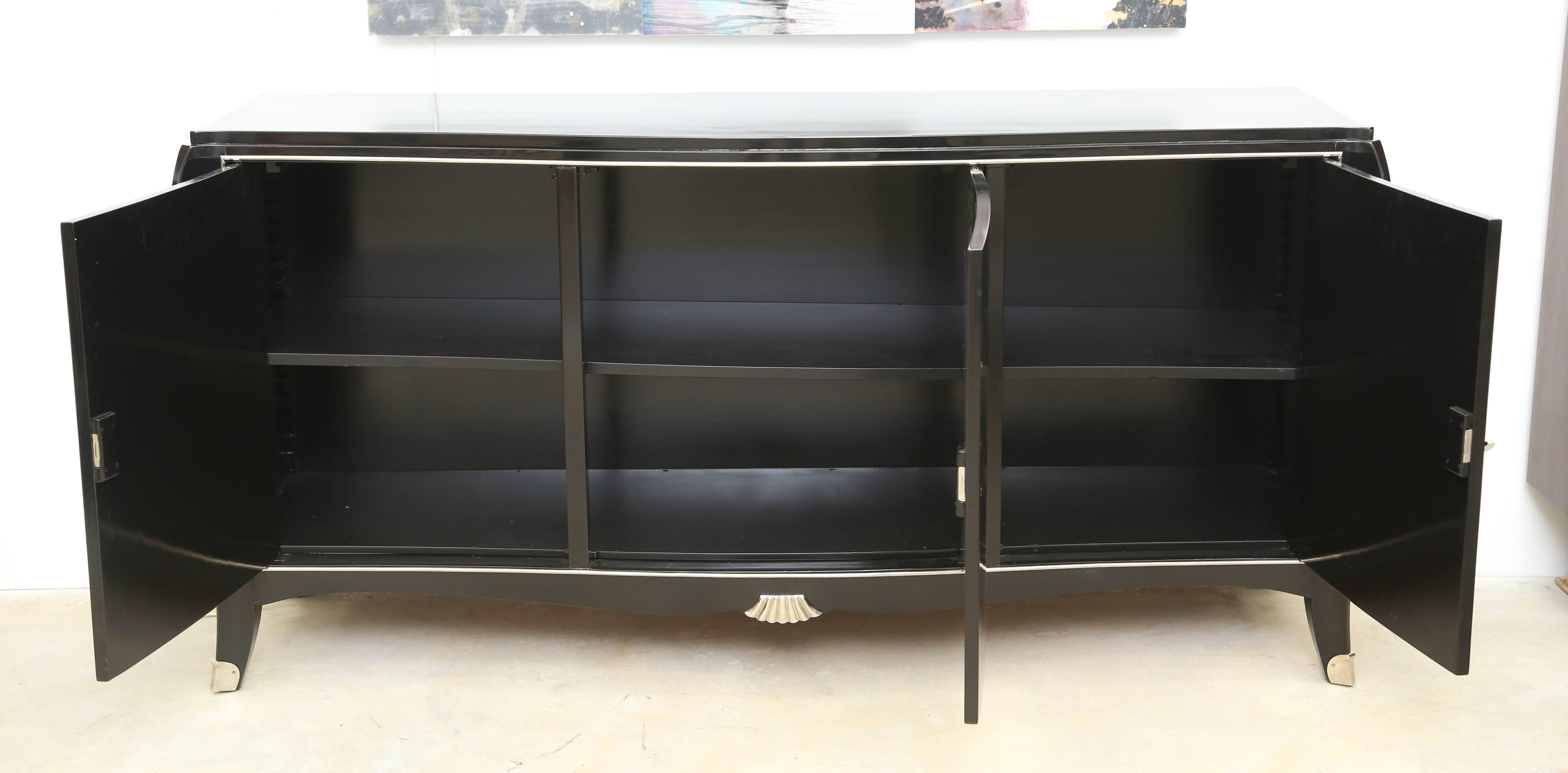 French André Arbus Style Side Board Black Lacquered