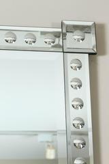 "Mid-Century Modern Wall Mirror, Wood Frame with Beveled Edges, USA"