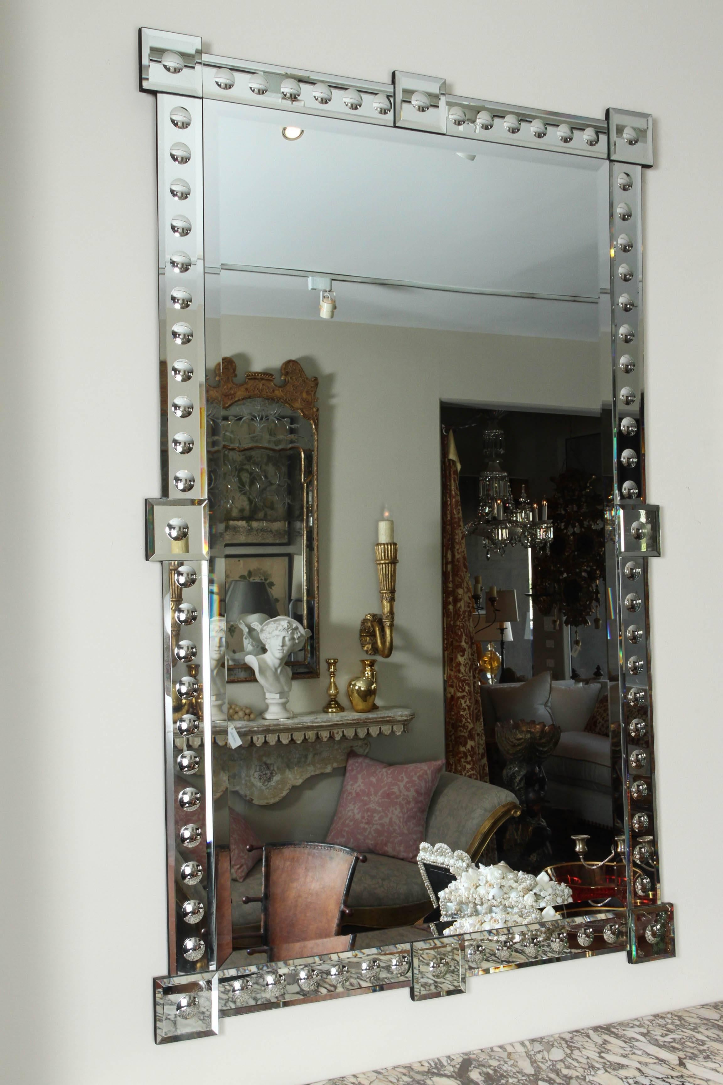 American Impressive Scaled Mirror with Mirrored Frame For Sale