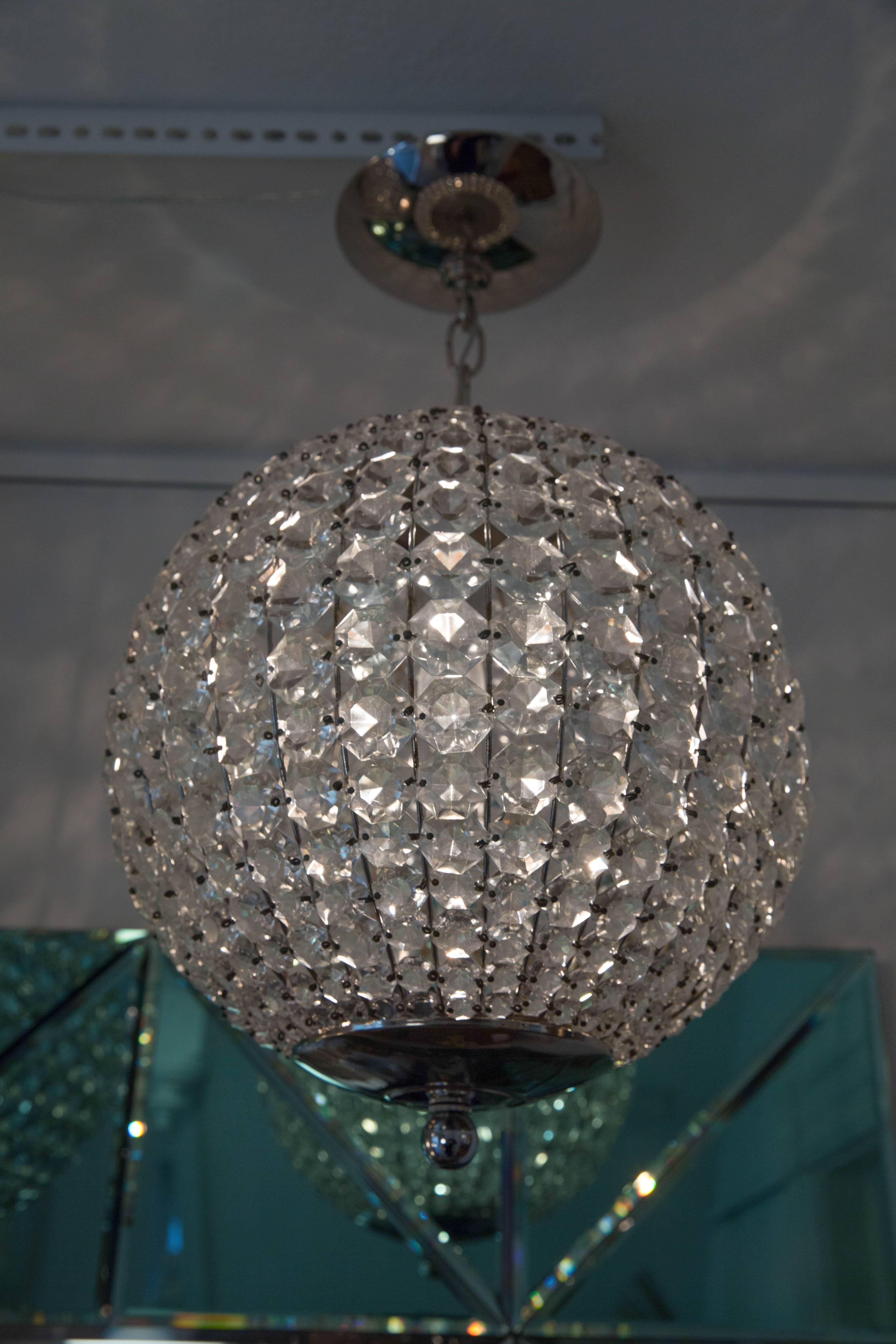 Italian Spherical Pendant Composed of Facted Glass 