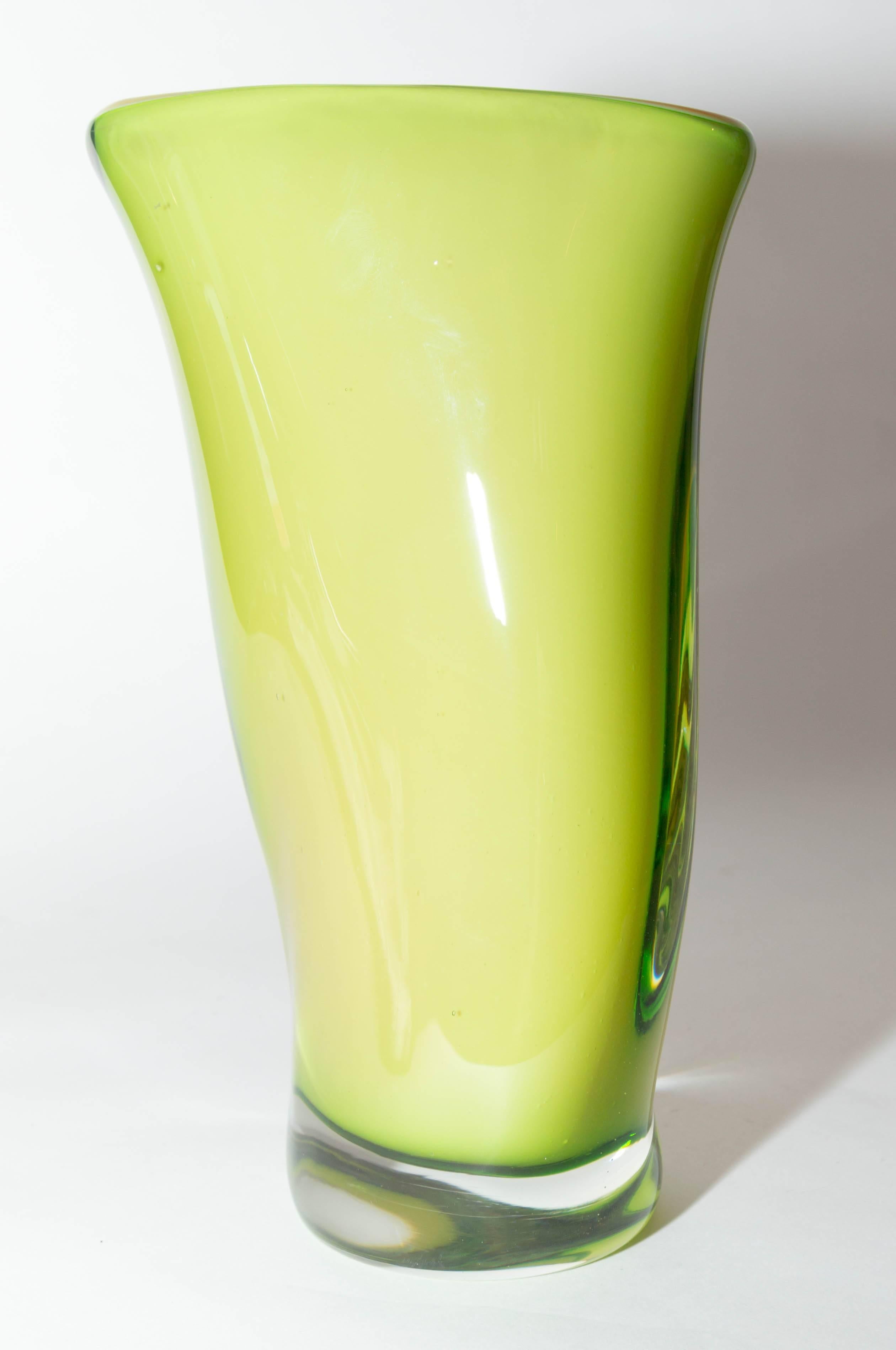 Green and Orange Asymmetrical Murano Glass Vase 2