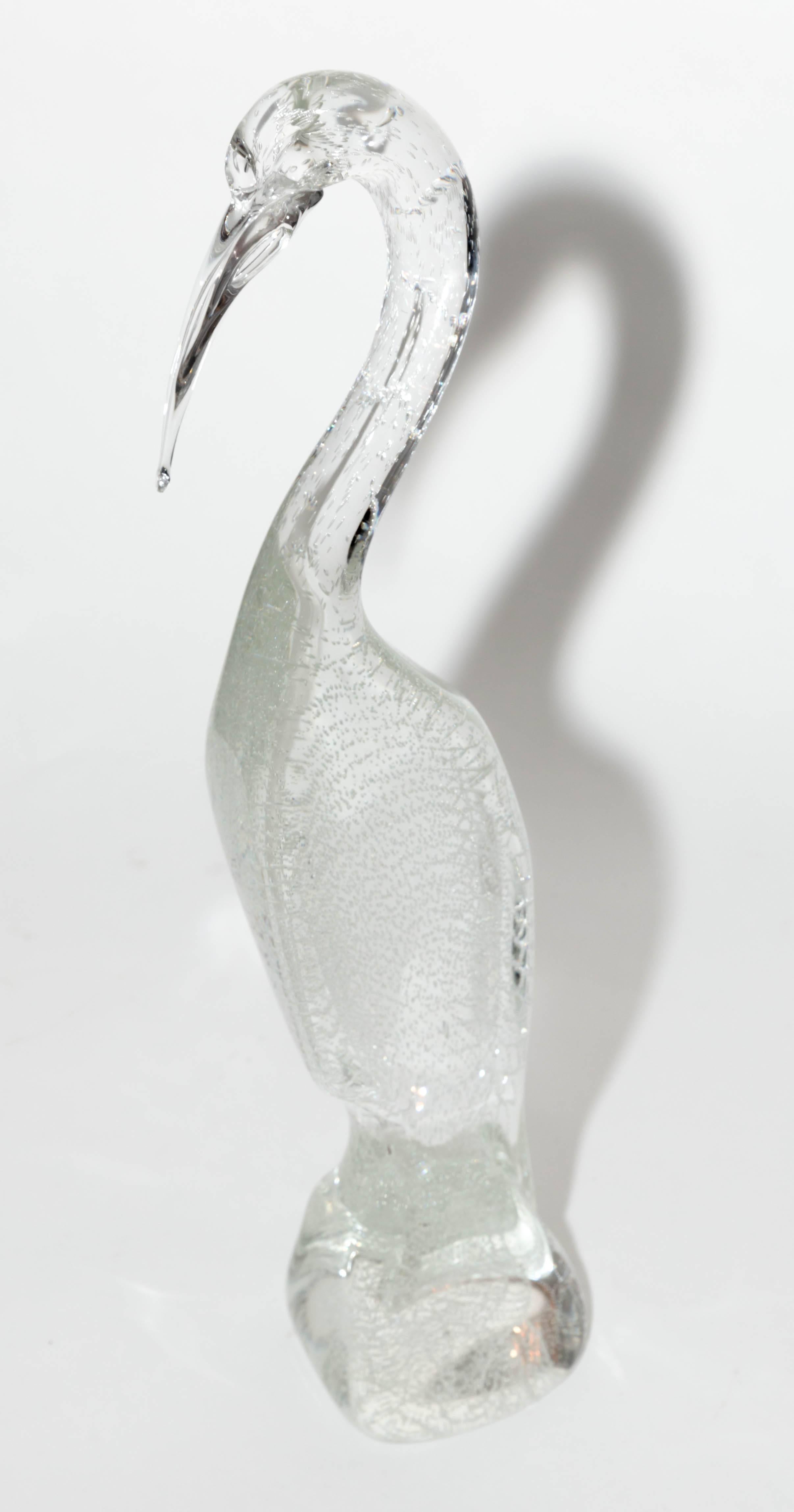 Clear Murano Glass Crane with Inclusive Air Bubbles 1