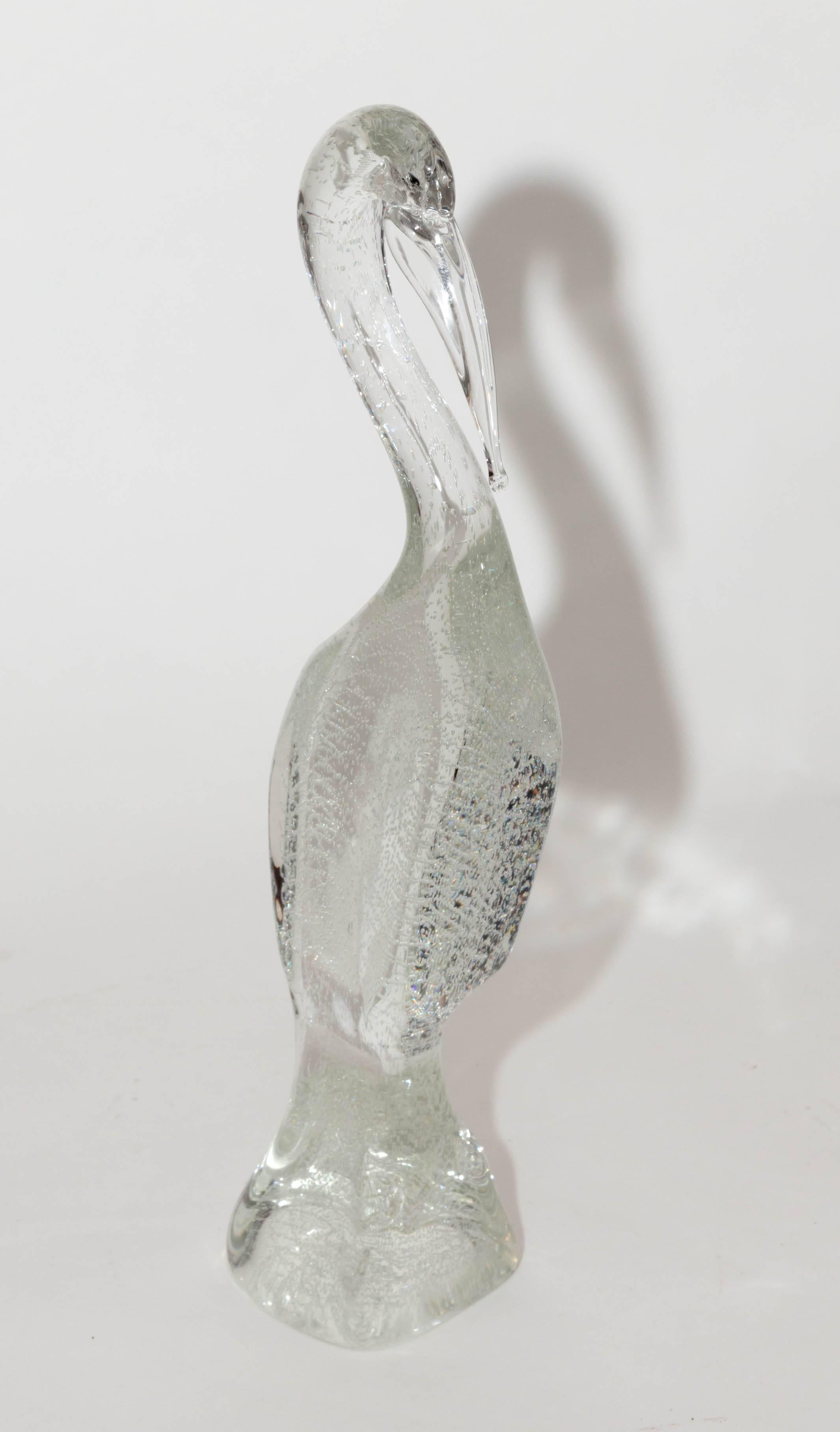 Clear Murano Glass Crane with Inclusive Air Bubbles 2