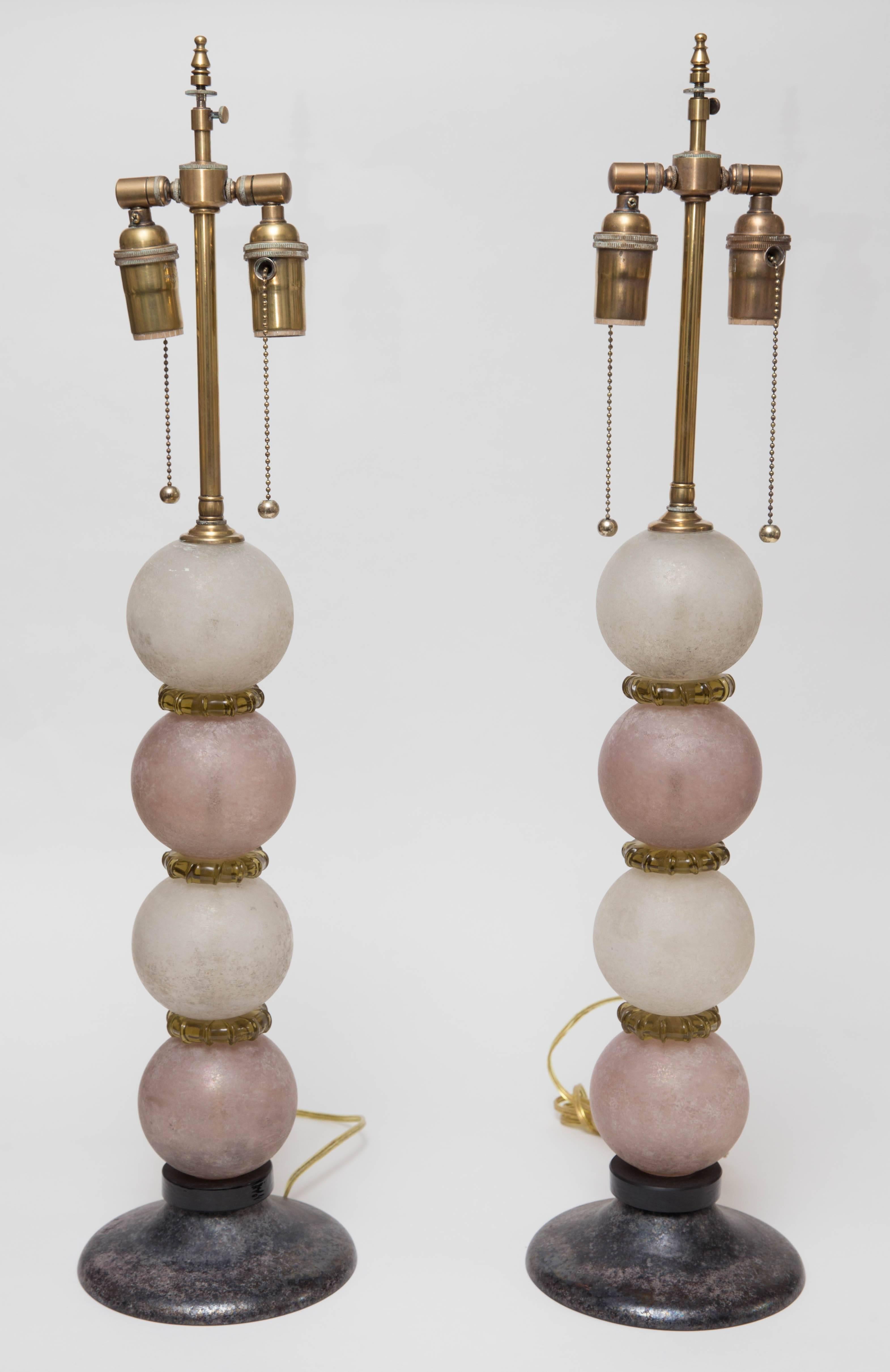 Pair of Lavender and Grey Scavo Glass Table Lamps 2
