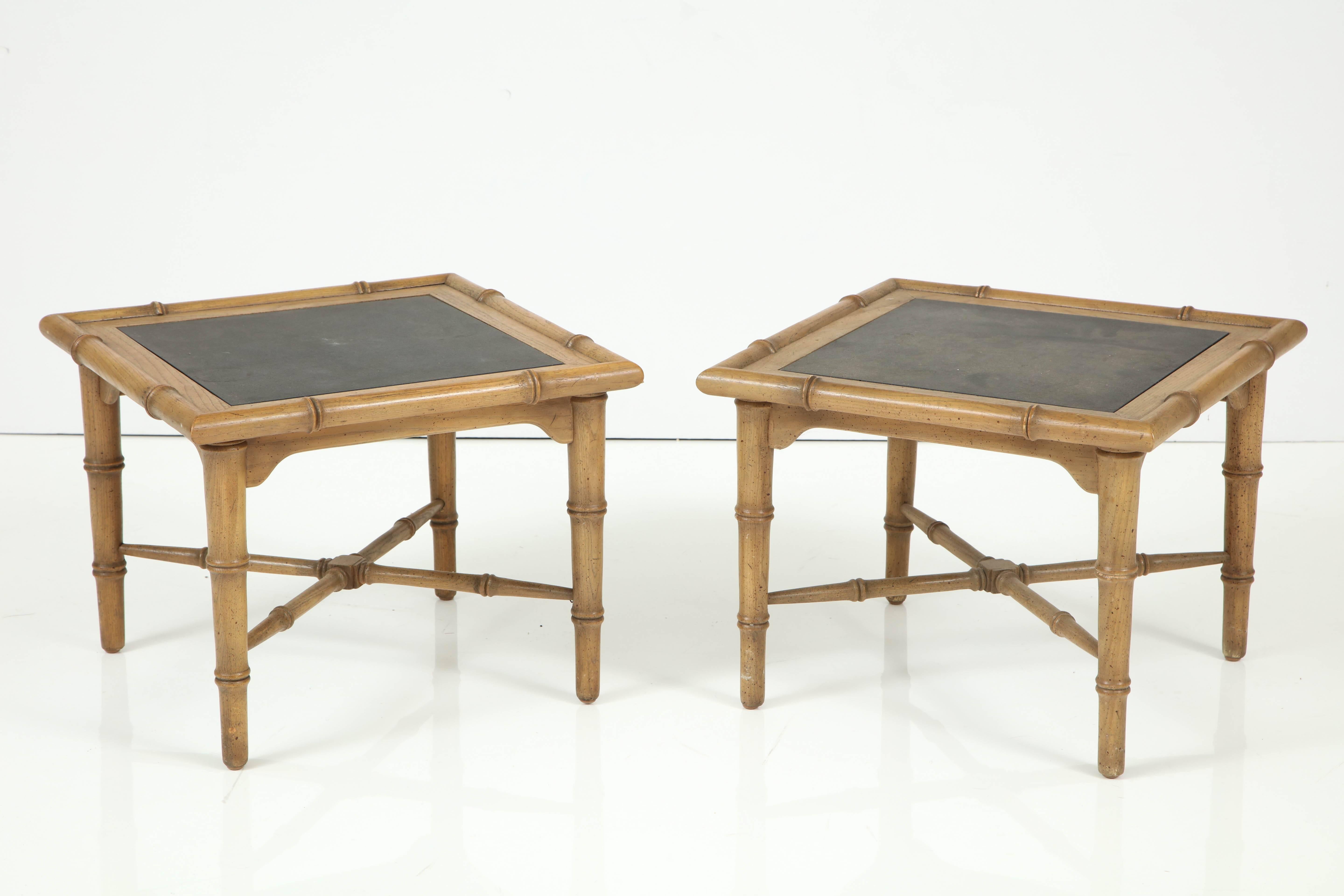 Carved Pair of American Slate Top Tables