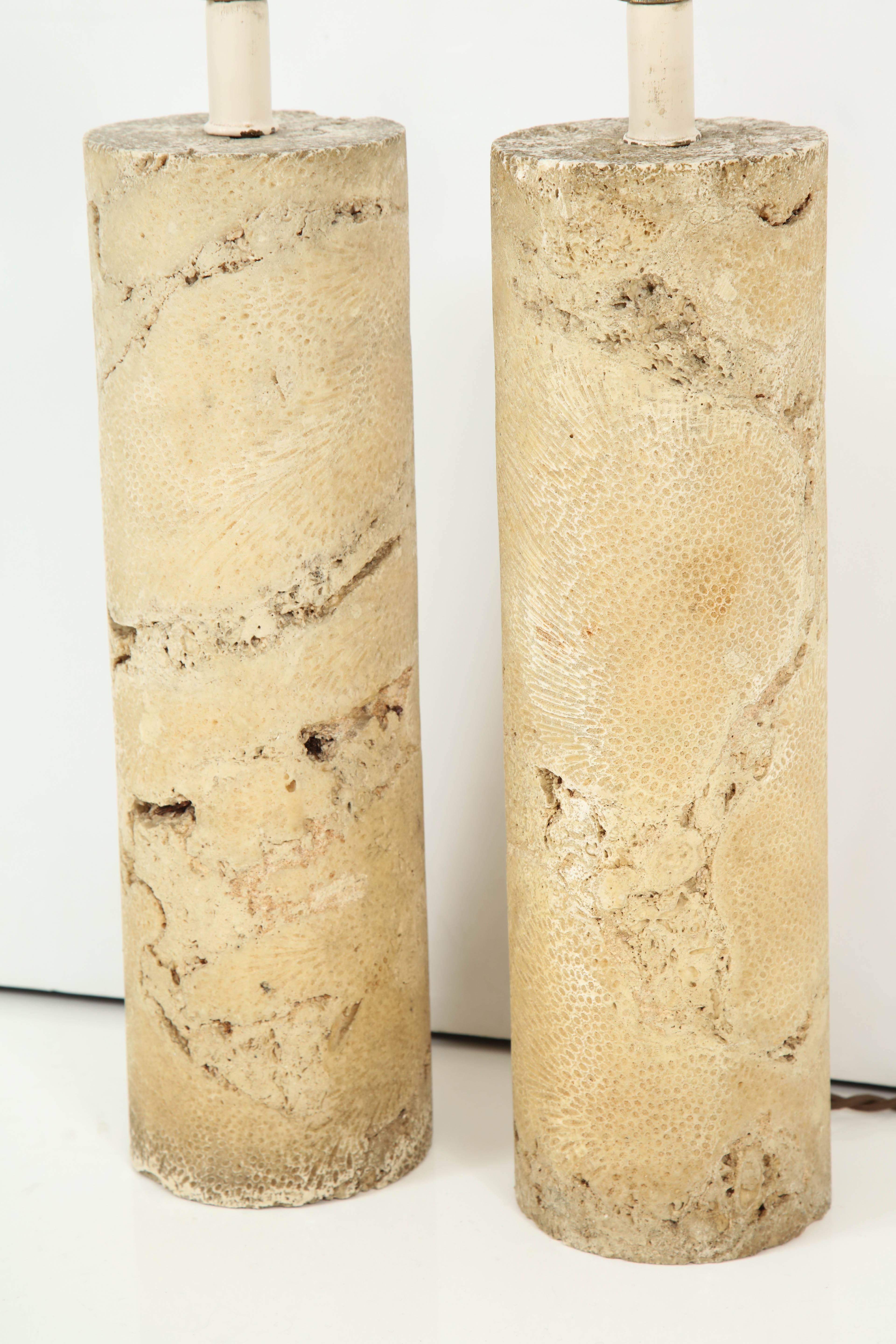 20th Century Pair of Fossil Coral Lamps