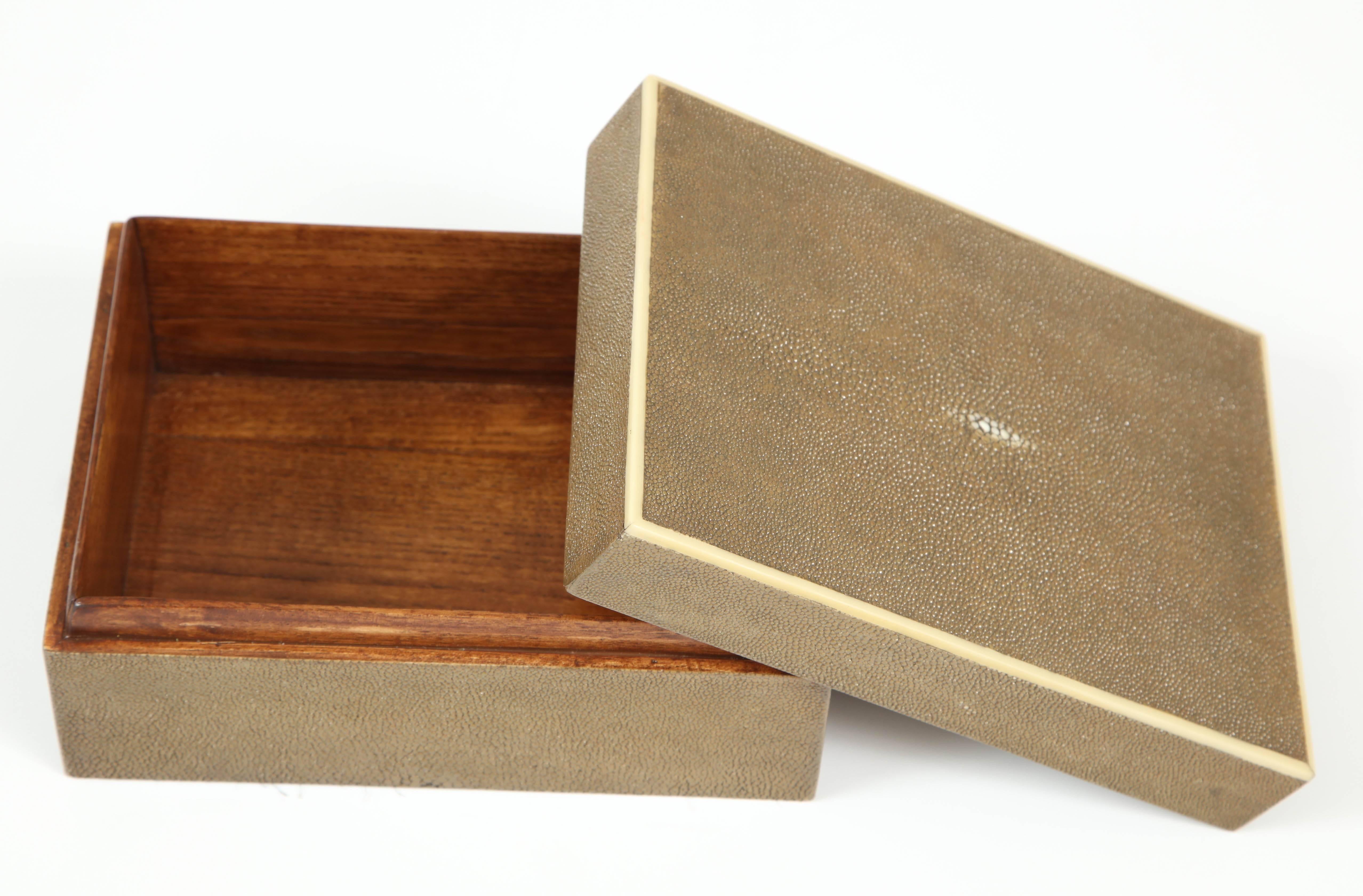 Modern Shagreen Box with Decorative Inlay, Coco Color, 