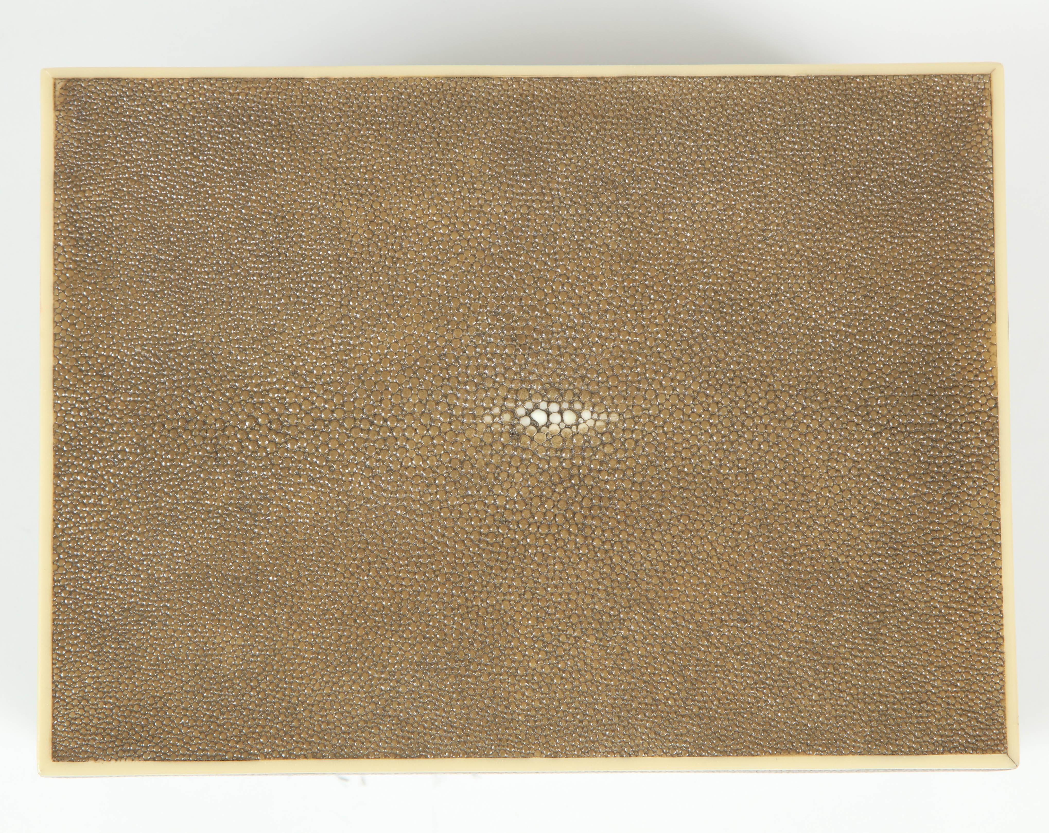 Philippine Shagreen Box with Decorative Inlay, Coco Color, 