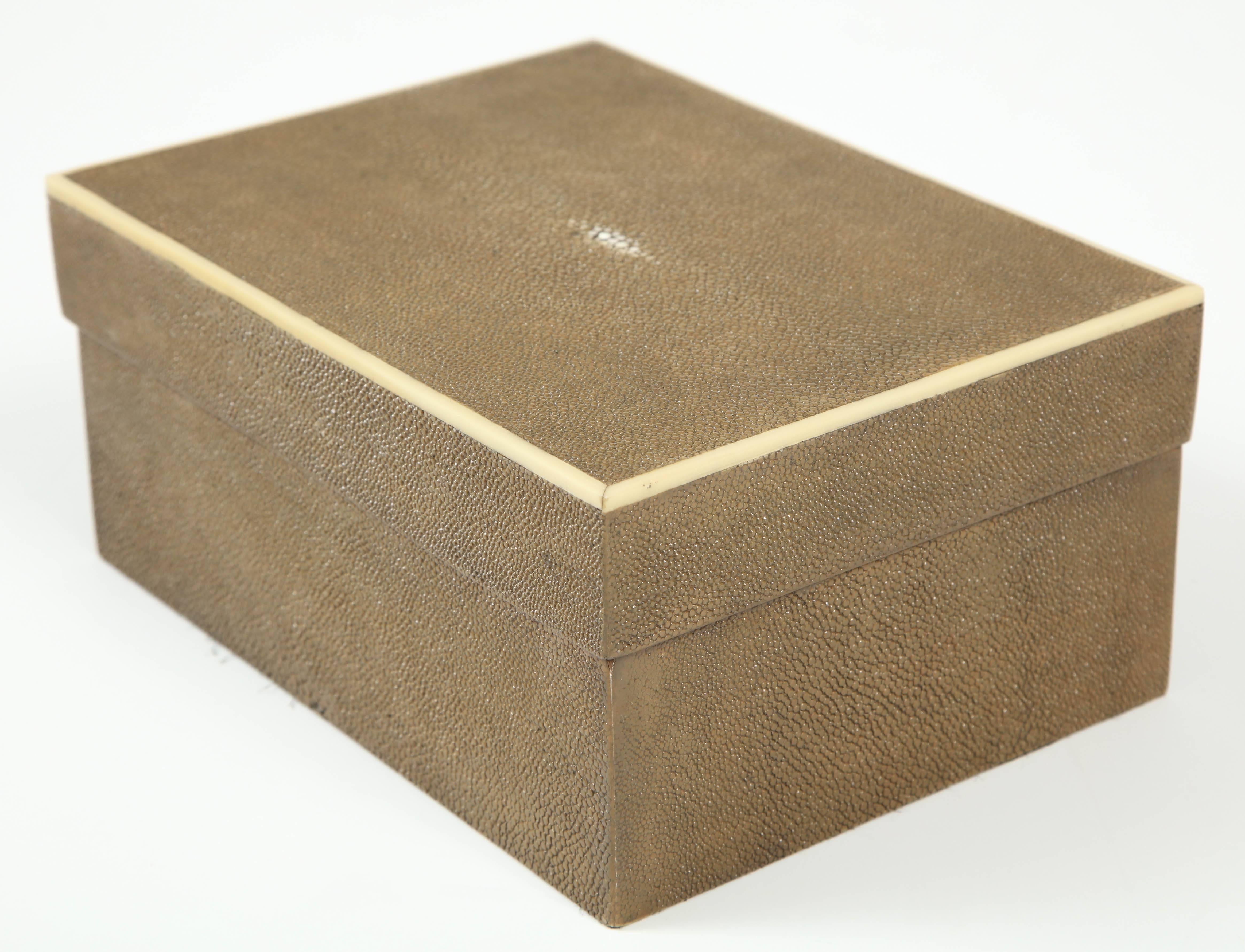 Hand-Crafted Shagreen Box with Decorative Inlay, Coco Color, 