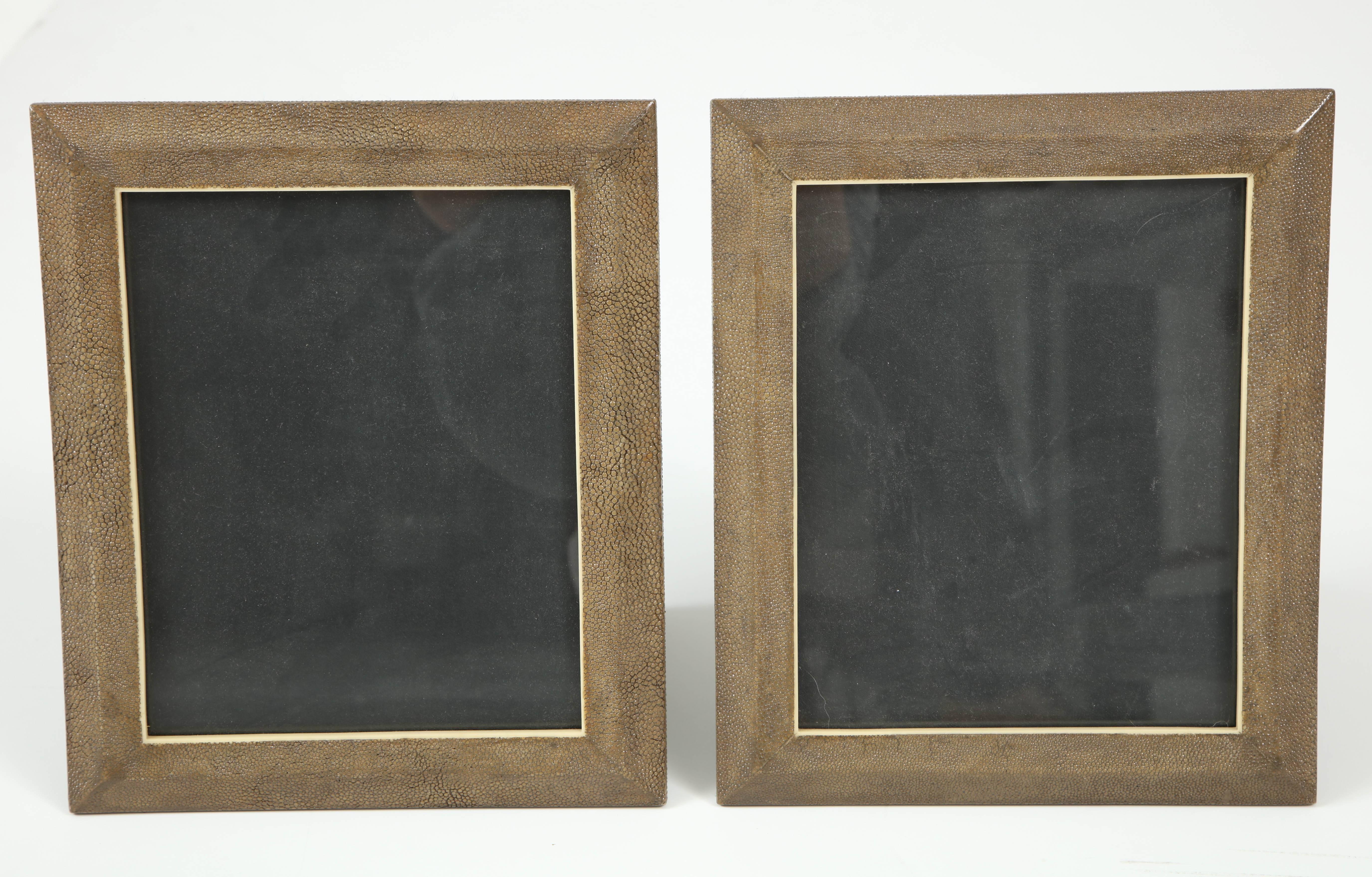 Decorative shagreen picture frame. Each frame is 12.5 x 10.5. Made in France.