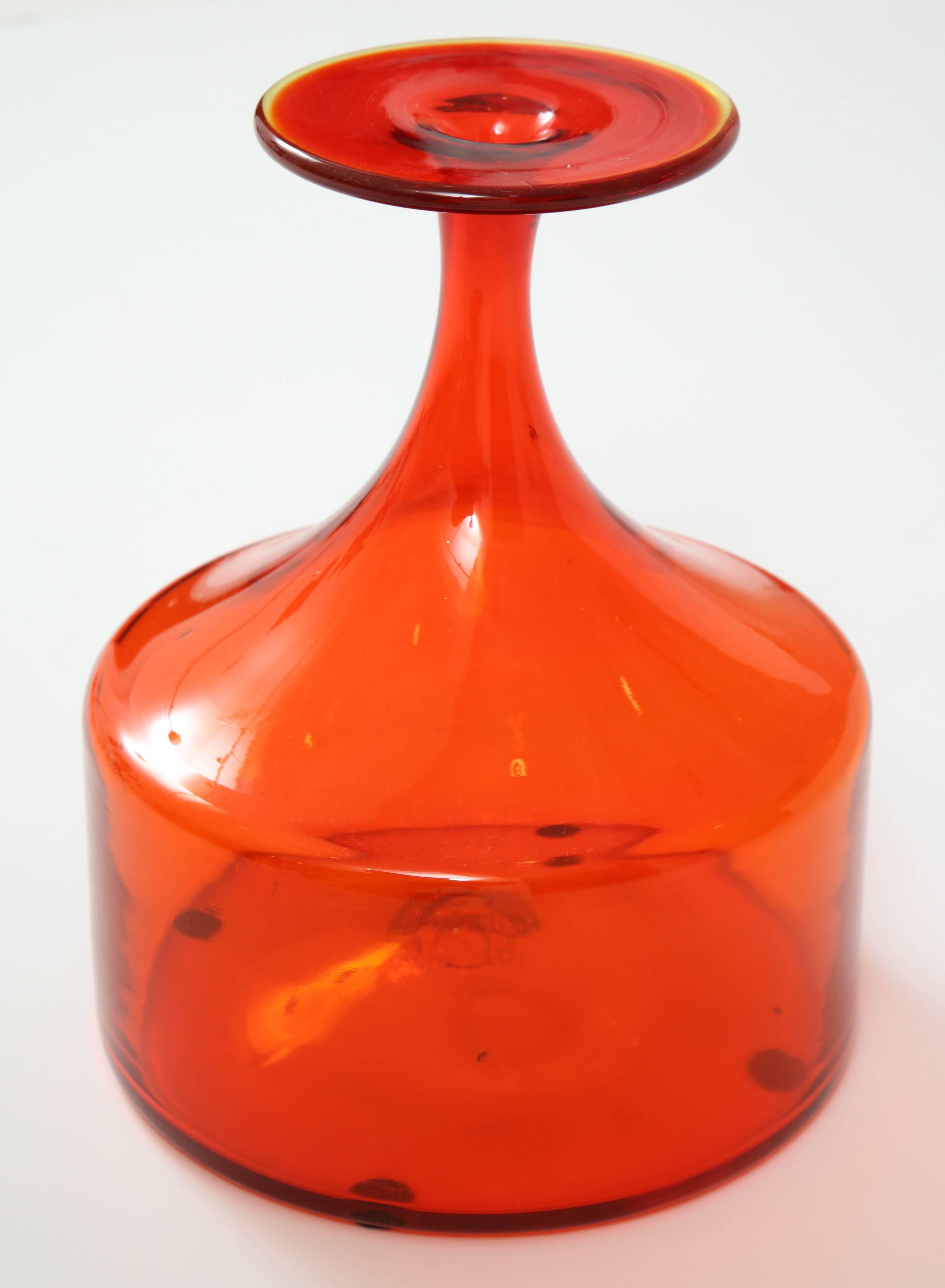 Mid-Century Modern Vase, Glass, Midcentury, Greenwich Flint Craft, circa 1950, Orange Glass, USA