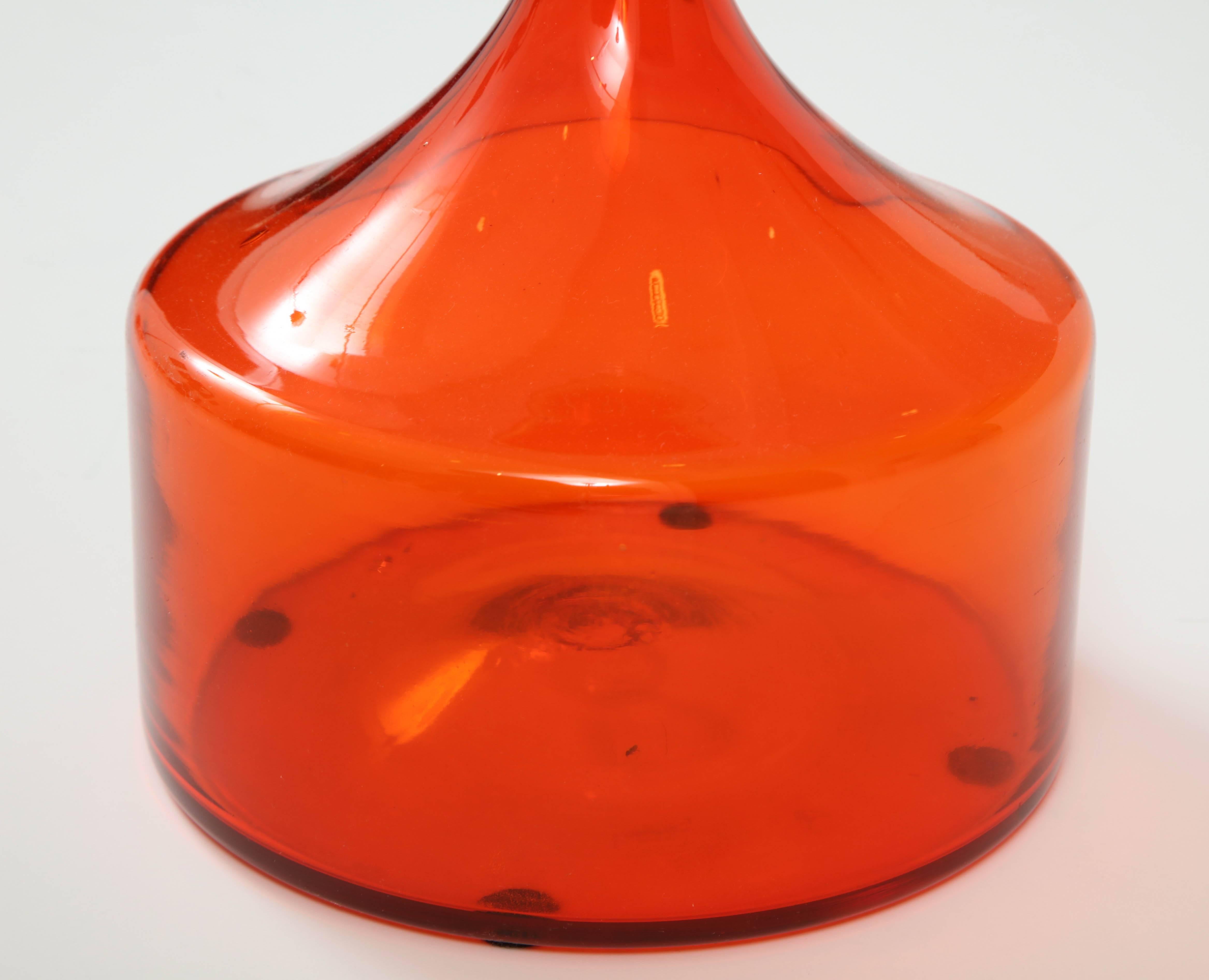 American Vase, Glass, Midcentury, Greenwich Flint Craft, circa 1950, Orange Glass, USA