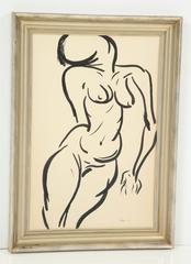 Pintura, Desnudo, Mediados de siglo, Desnudo en blanco y negro, C 1959, Arte moderno, Sin marco