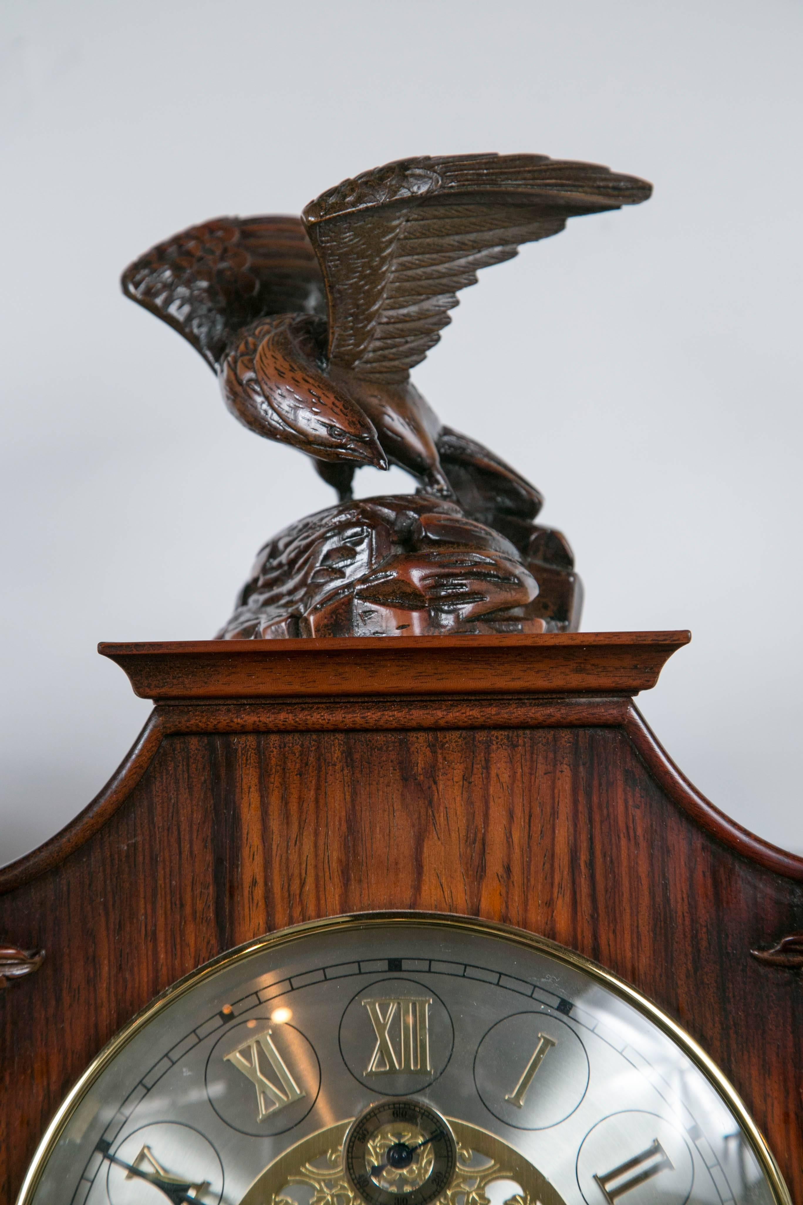 German Mahogany and Rosewood Case Mantel Clock