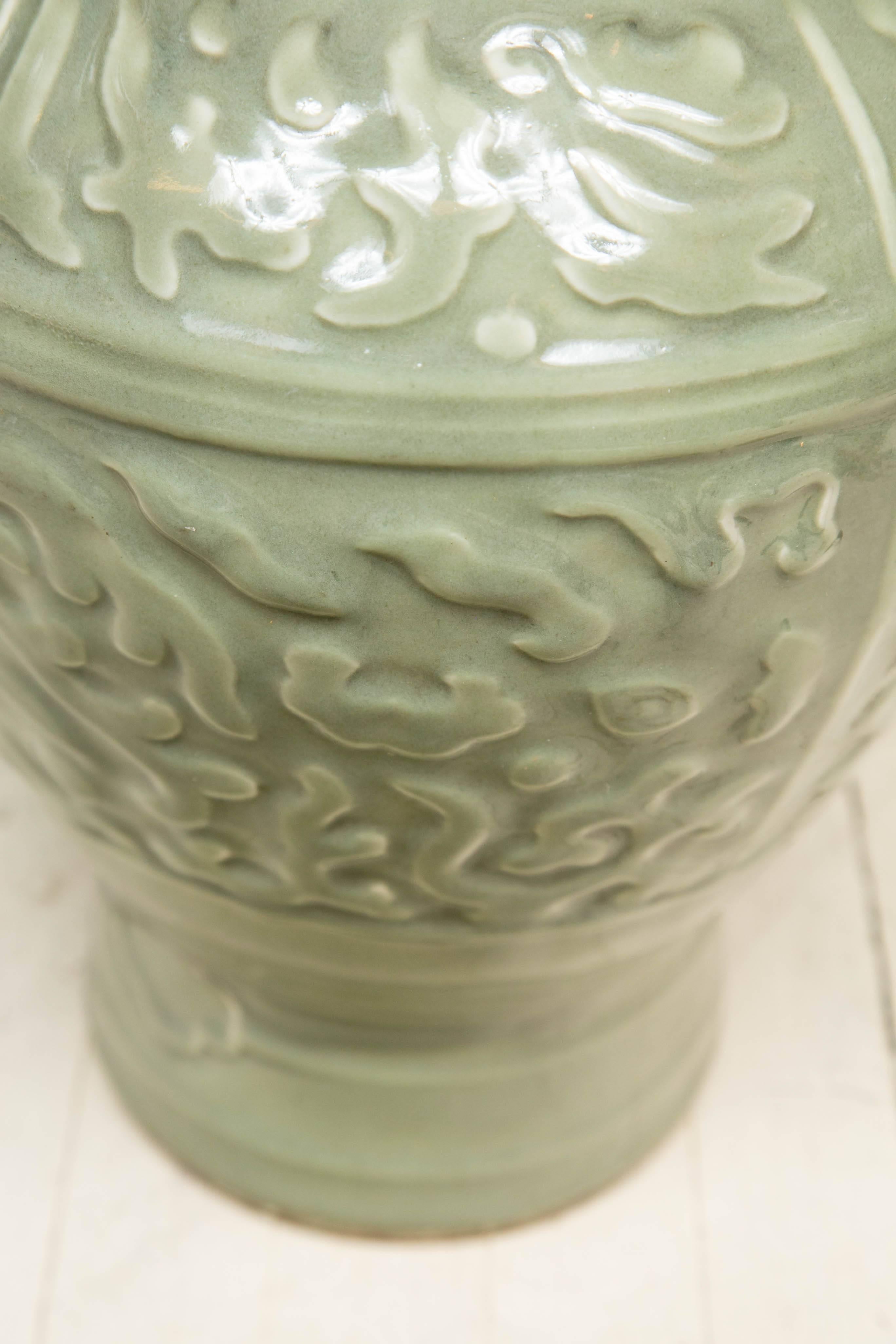 Pair of Chinese Celedon Vases For Sale 3