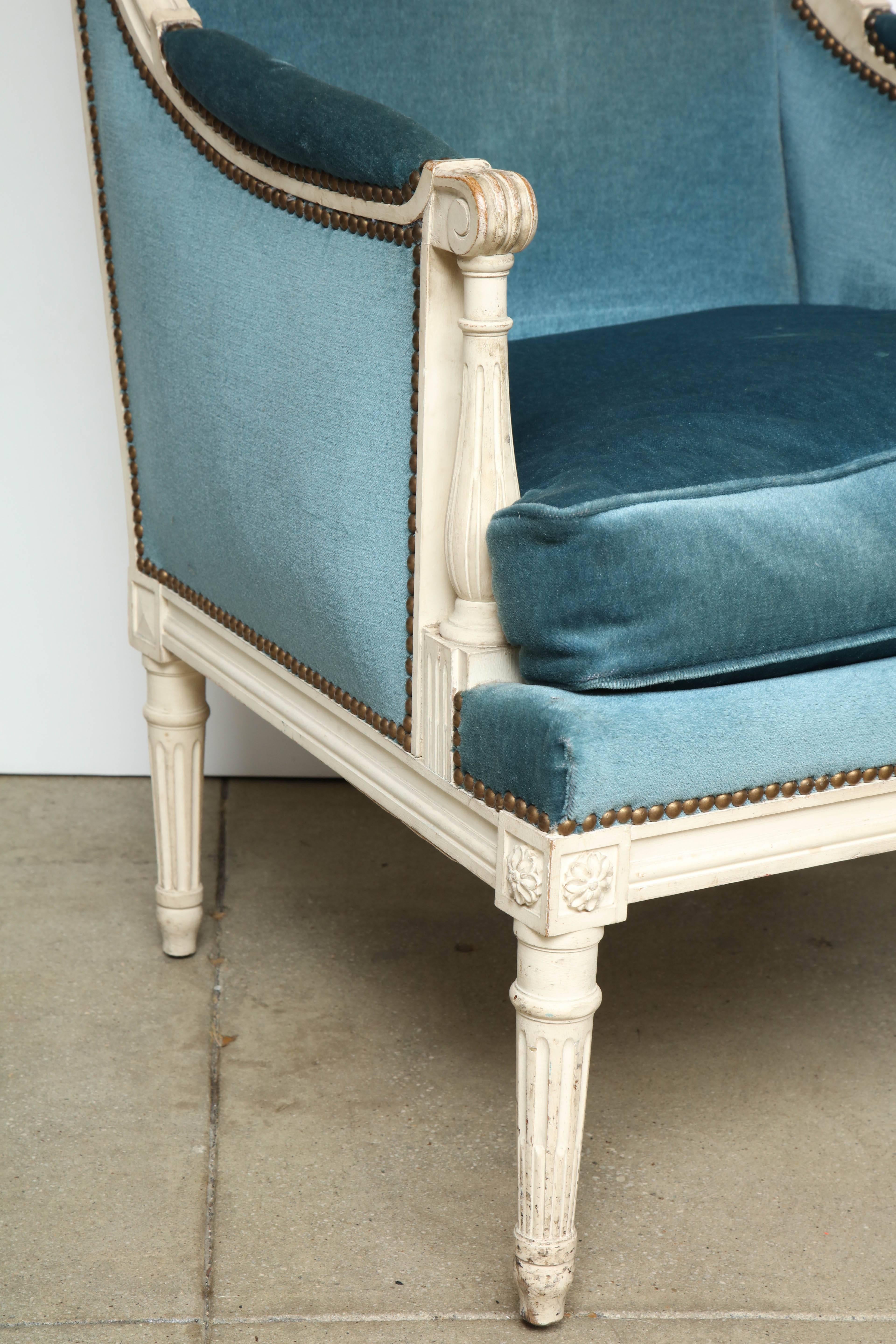 French Pair of Louis XVI Style Bergère Chairs