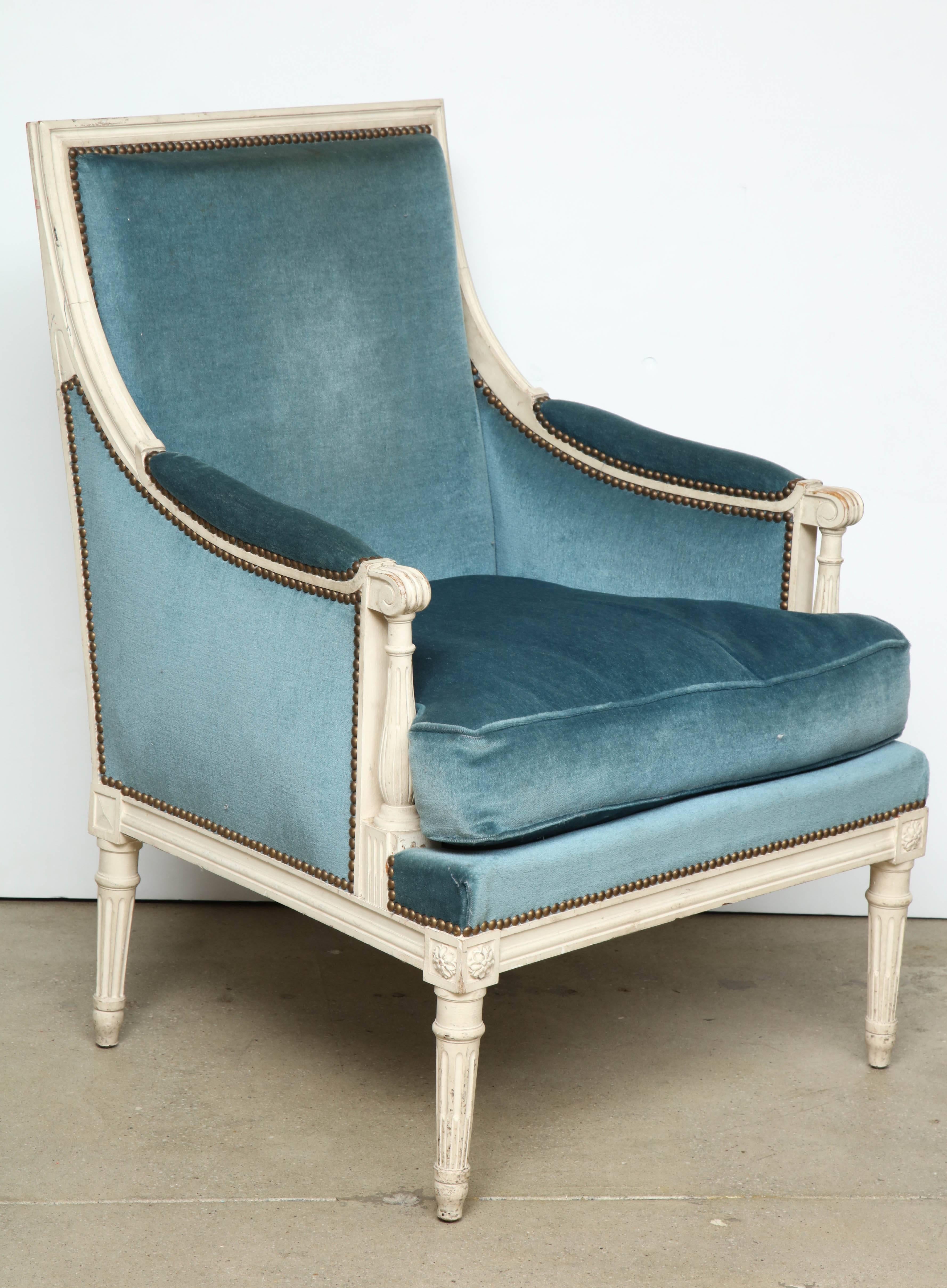 Pair of Louis XVI Style Bergère Chairs 4