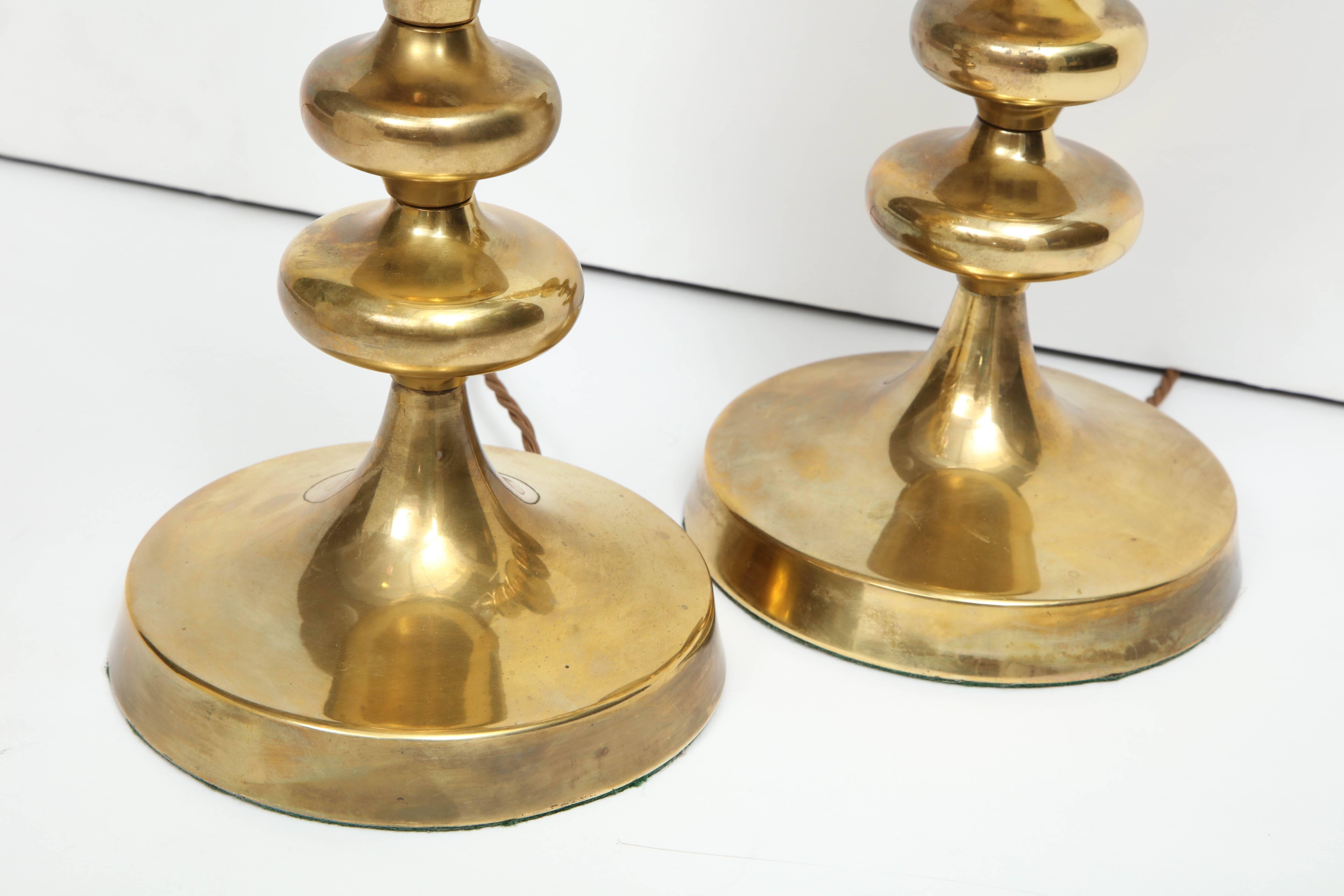 Pair of Brass Swedish Lamps 3