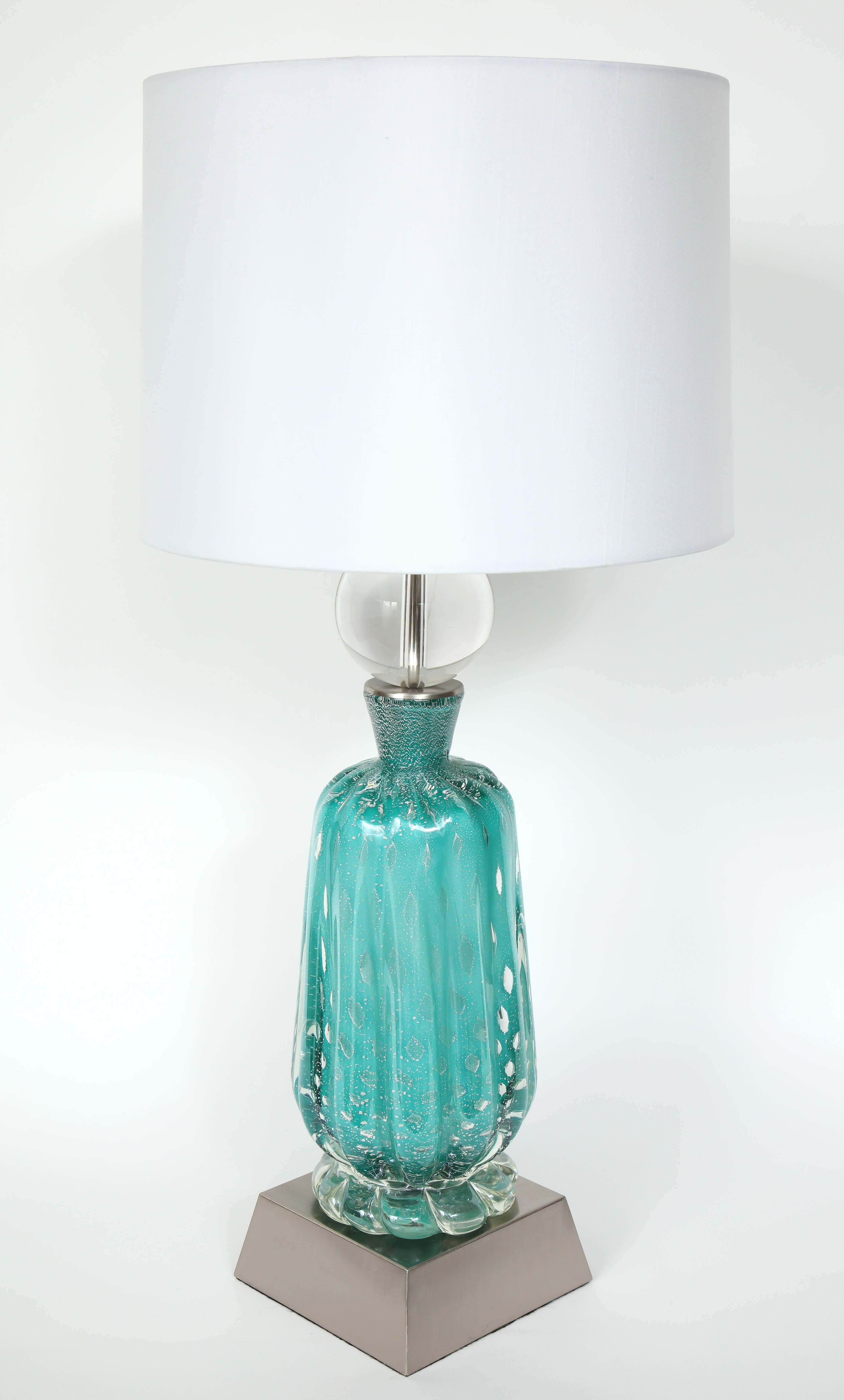 Barovier Turquoise Murano Glass Lamps 1