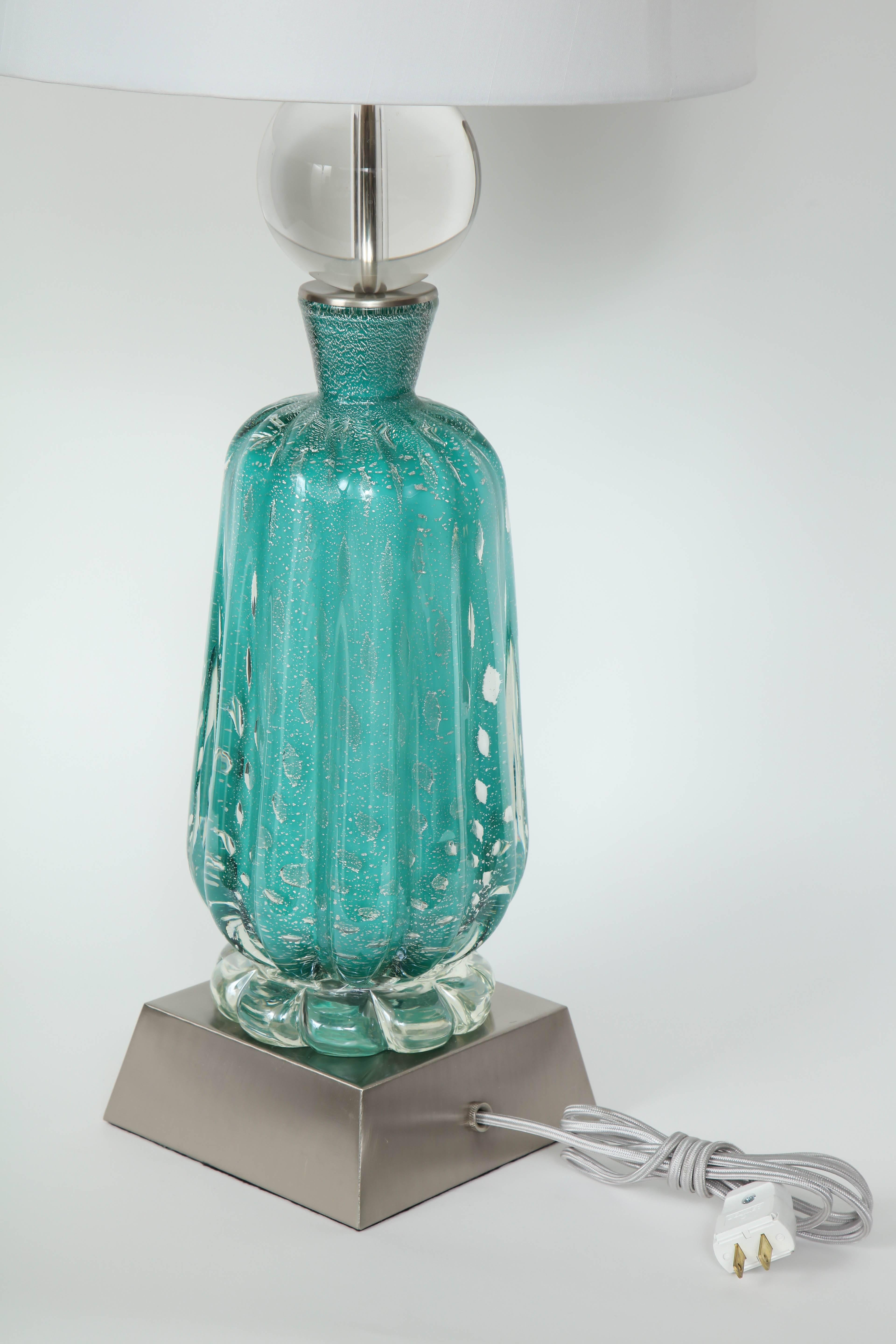 Barovier Turquoise Murano Glass Lamps 2