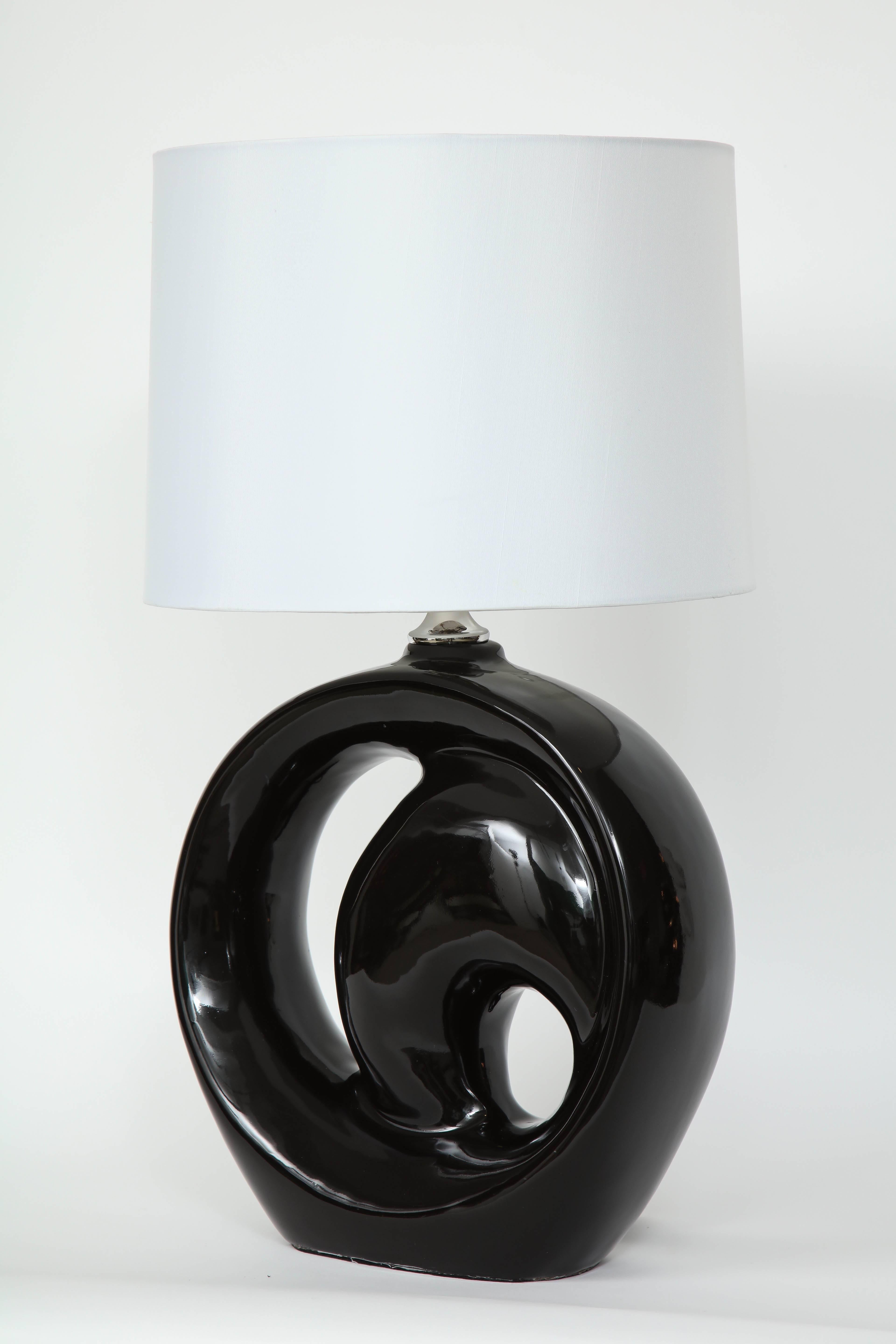 American Modernist Black Ceramic Lamps