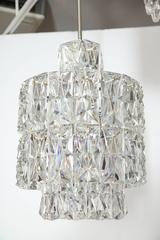 Kinkeldey Scandinavian Modern Crystal Chandelier, Nickel Frame, 1960
