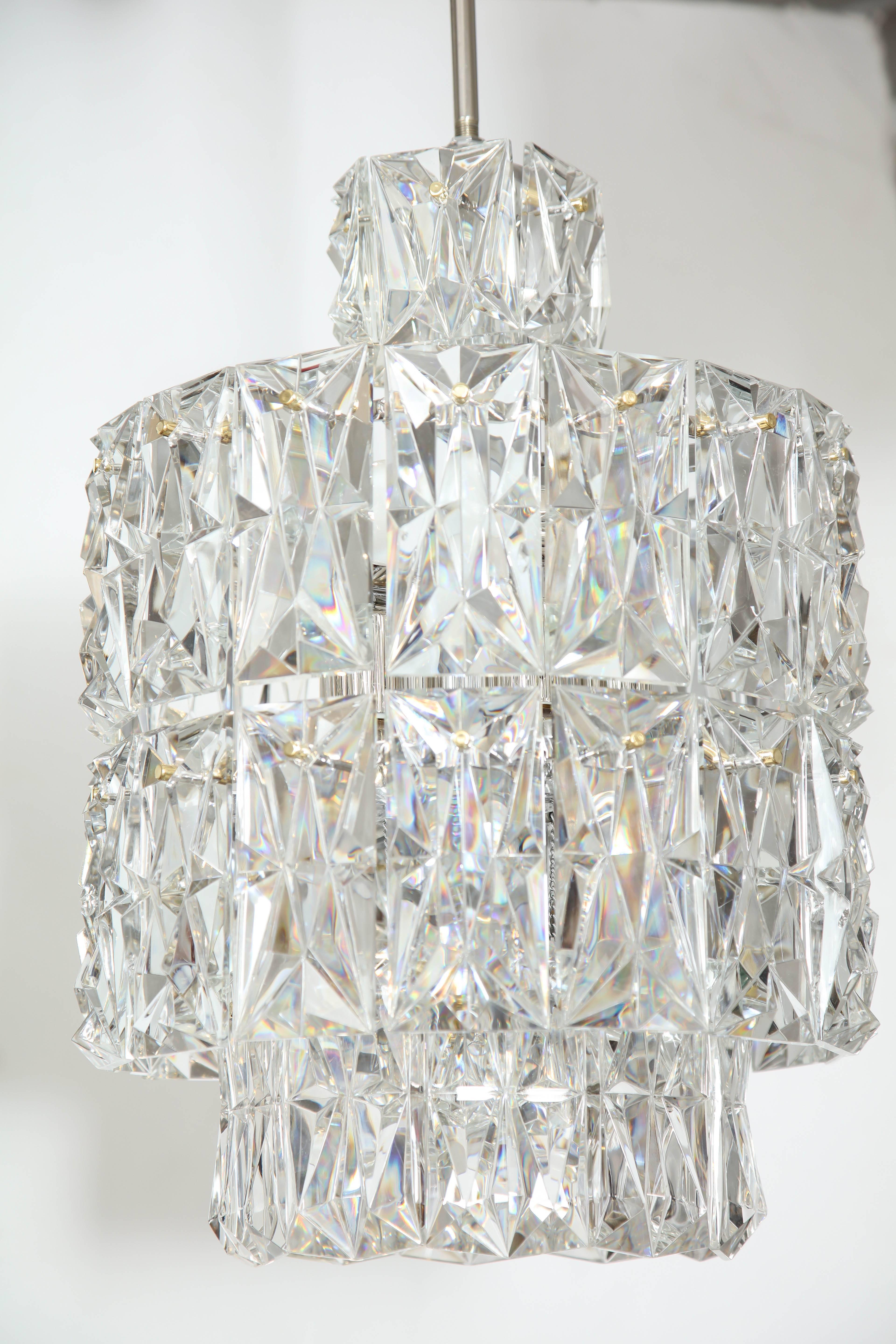 Austrian Kinkeldey Large Drum Prism Chandelier For Sale