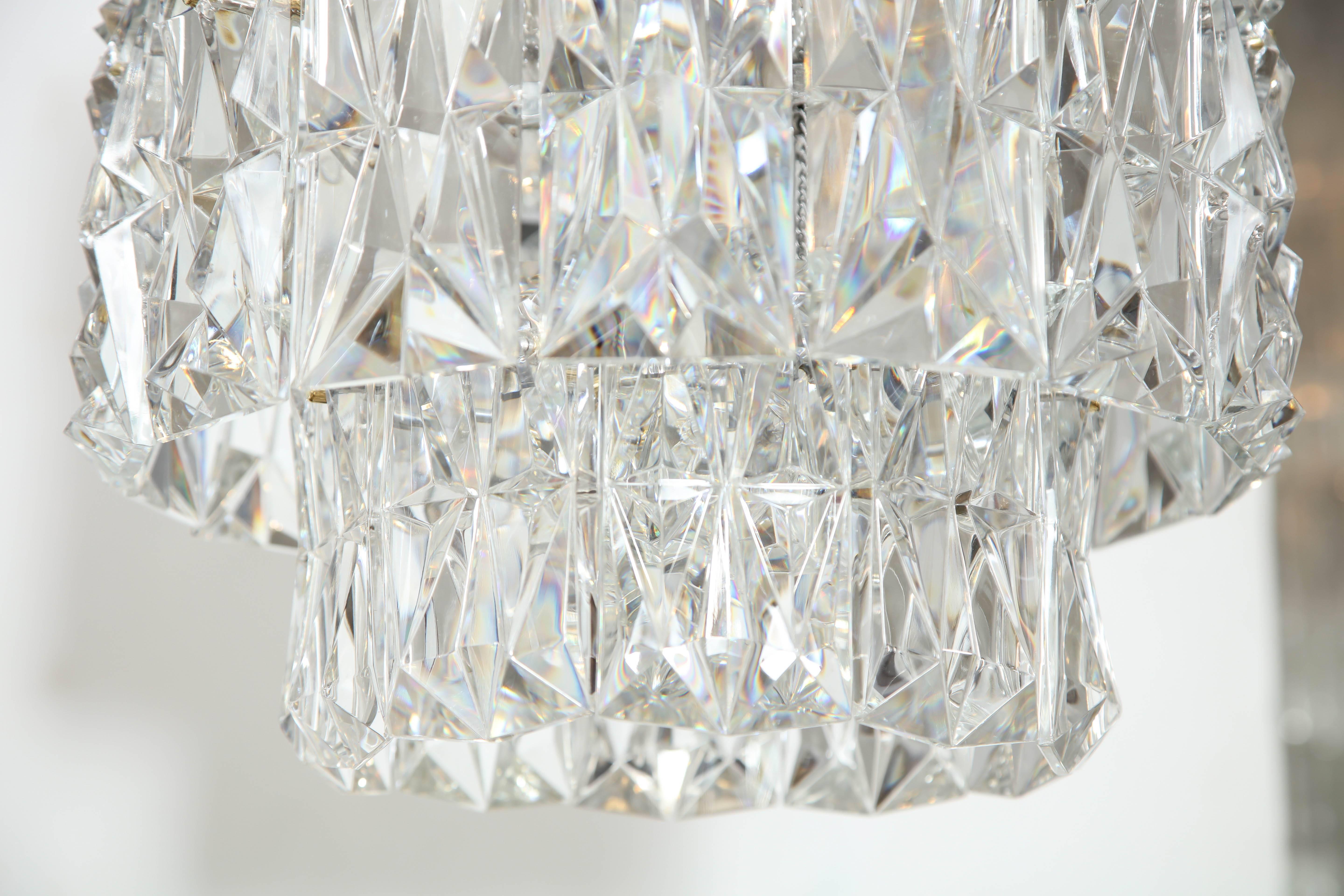 Kinkeldey Large Drum Prism Chandelier In Good Condition For Sale In New York, NY