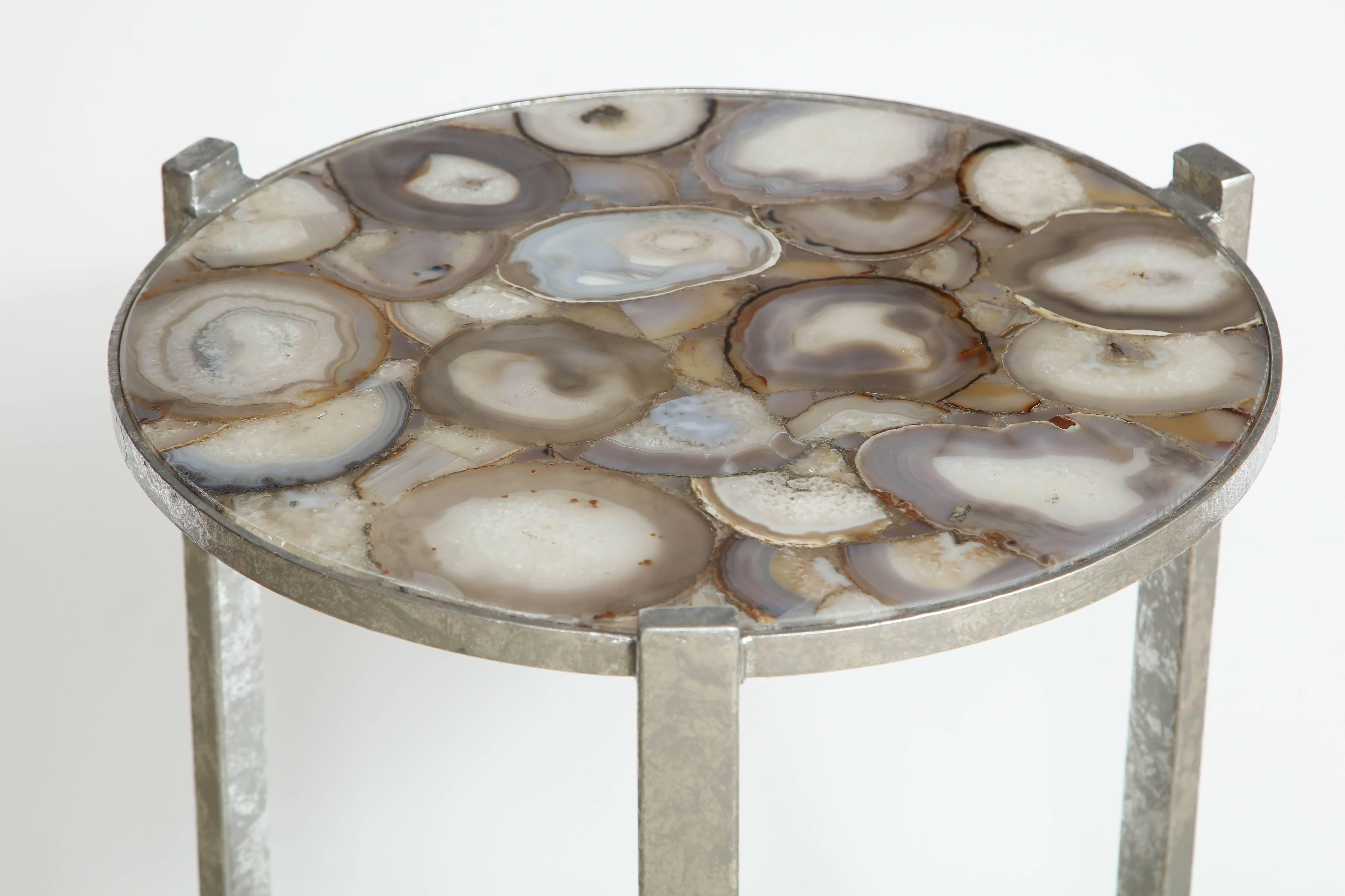 20th Century Geode Agate Slice Top Side Table