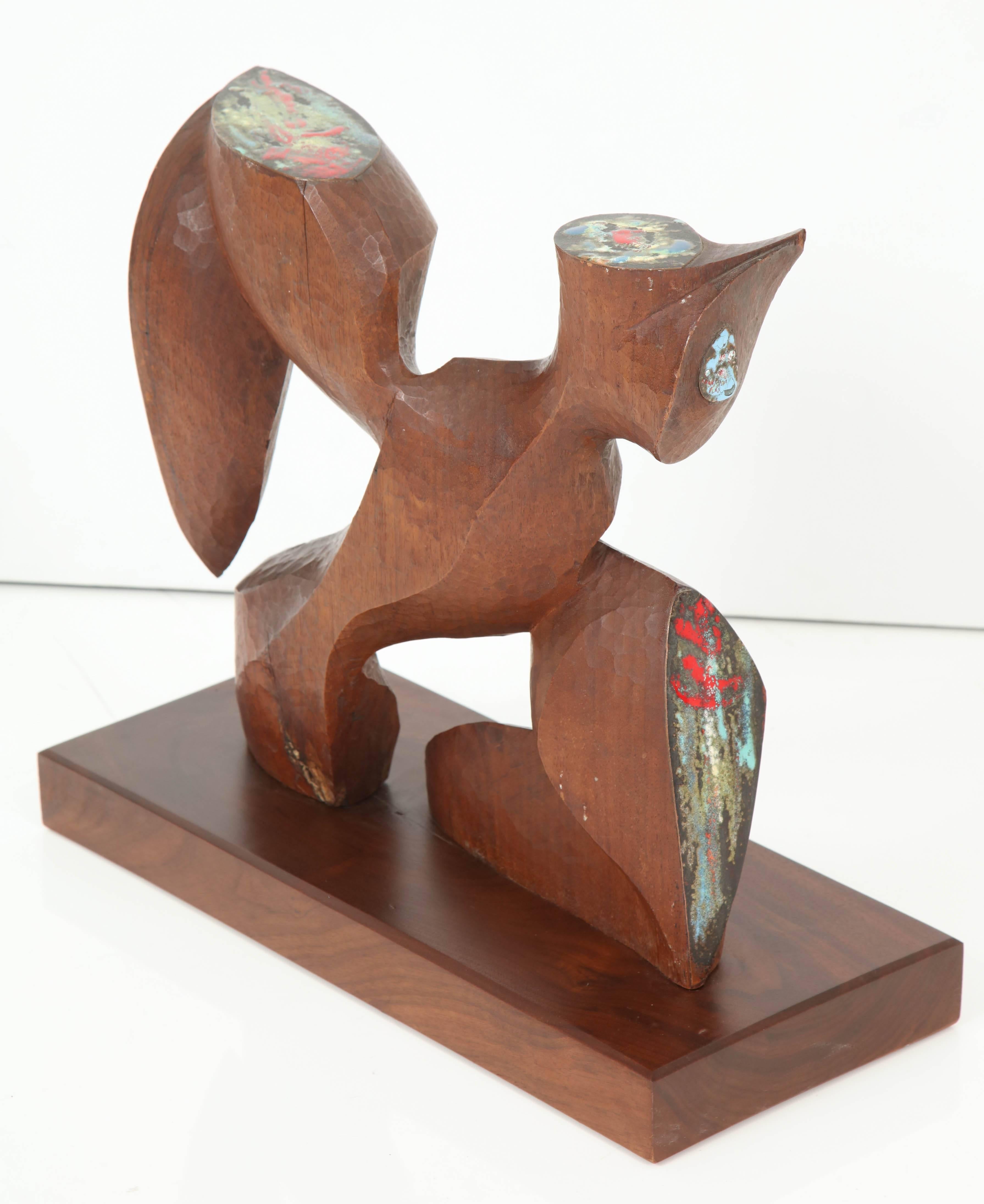 Abstract Carved Enamelled Tabletop Sculpture Attributed Frank Kyle In Excellent Condition For Sale In New York, NY