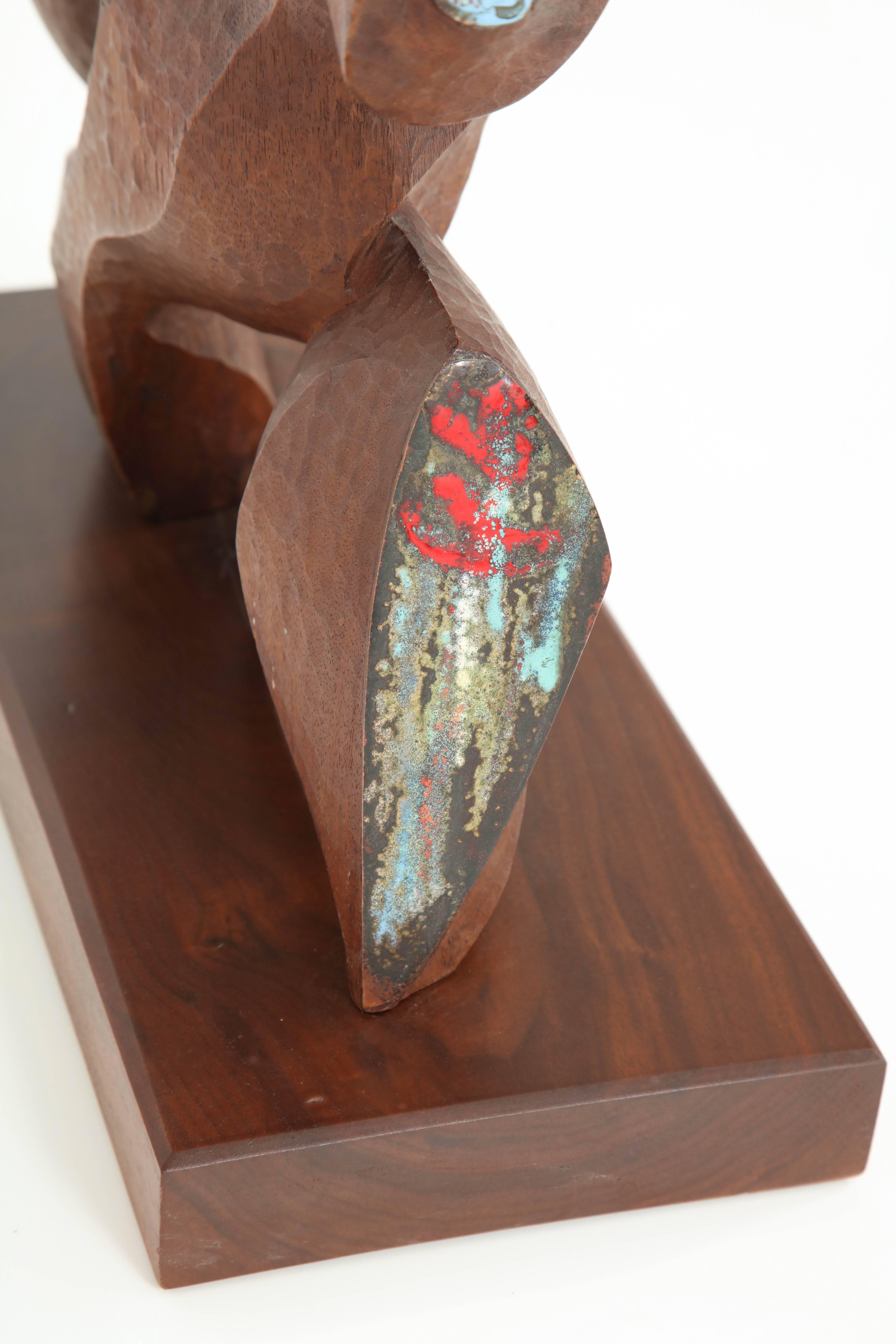 20th Century Abstract Carved Enamelled Tabletop Sculpture Attributed Frank Kyle For Sale