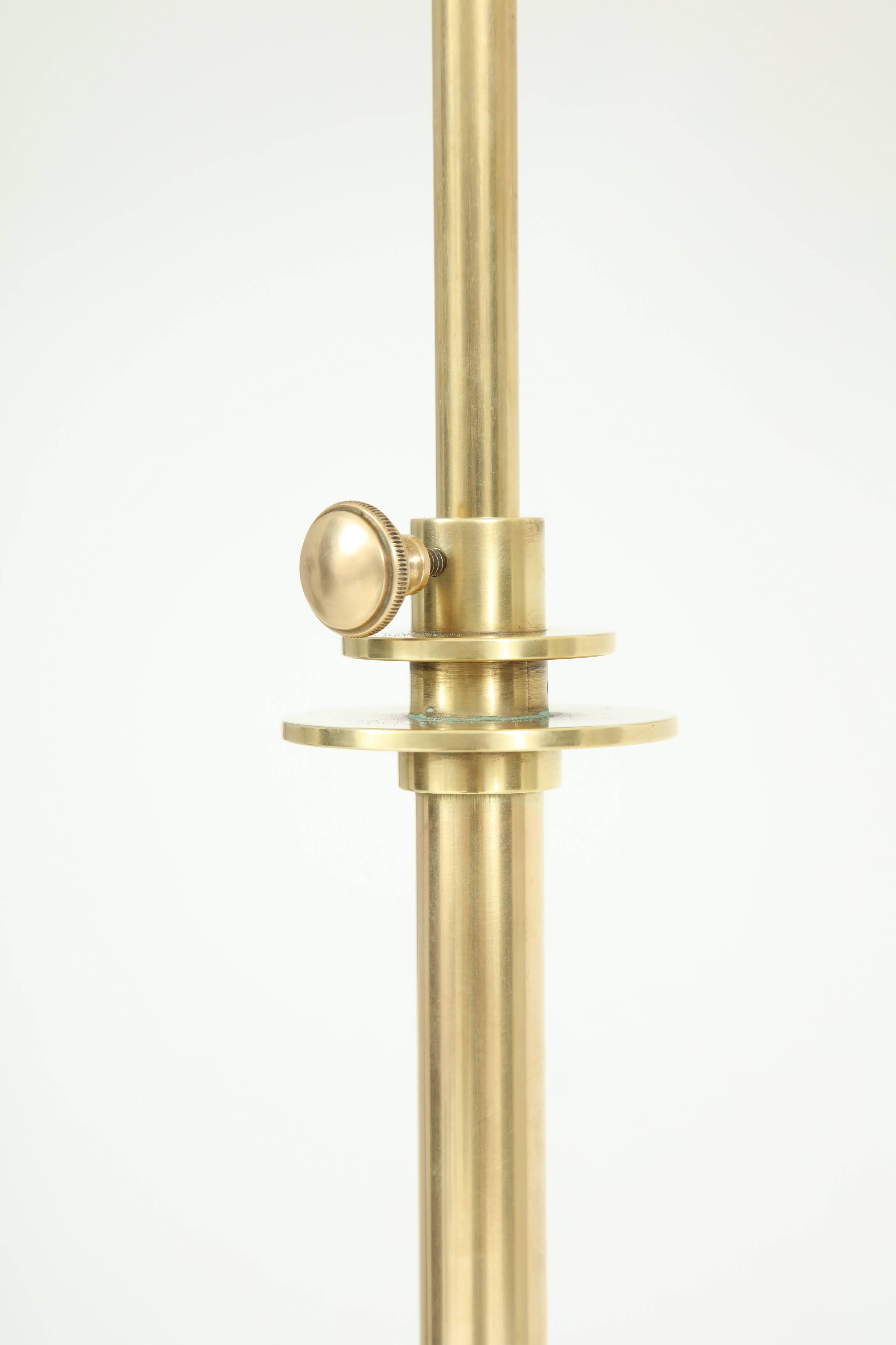 Mid-20th Century Near Pair of Danish Brass Floor Lamps, circa 1930s