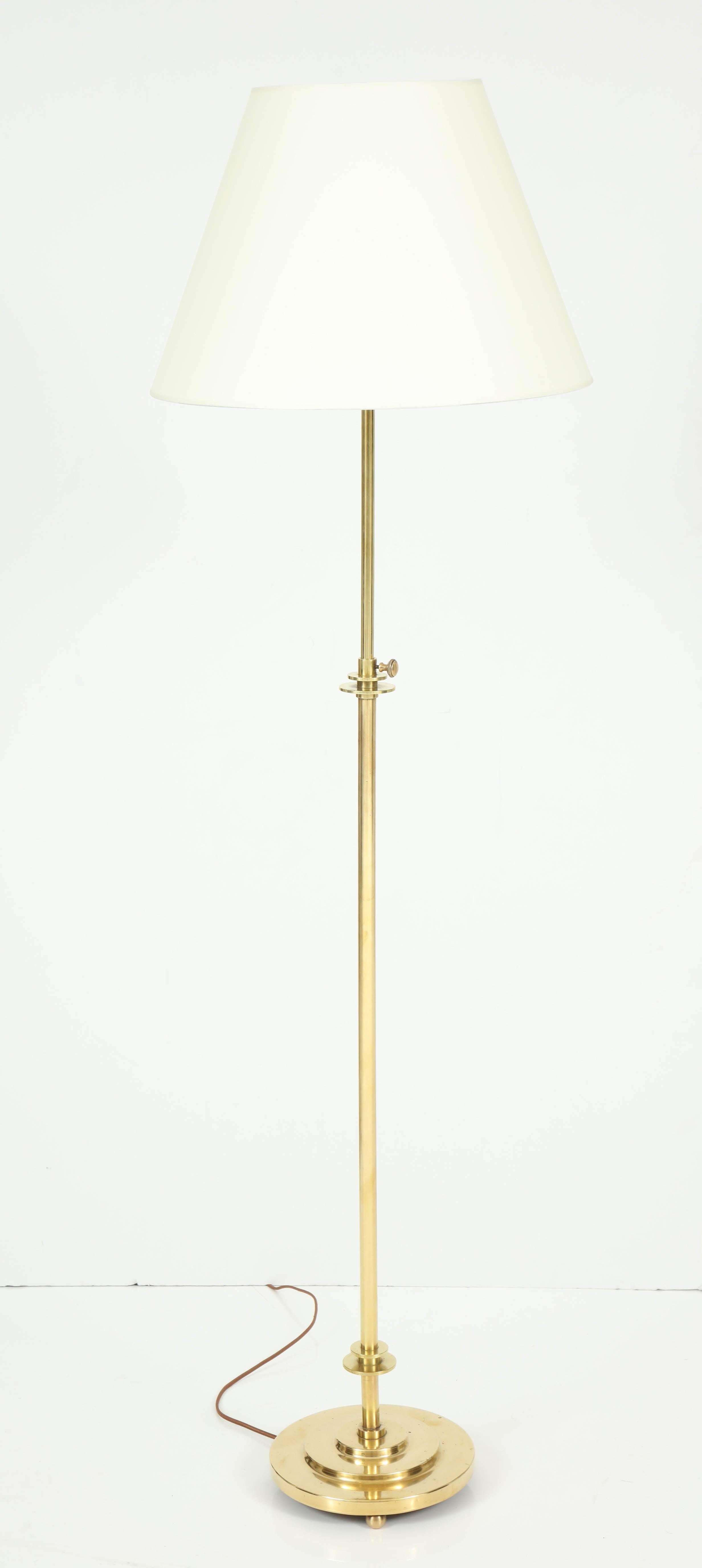 Near Pair of Danish Brass Floor Lamps, circa 1930s 3