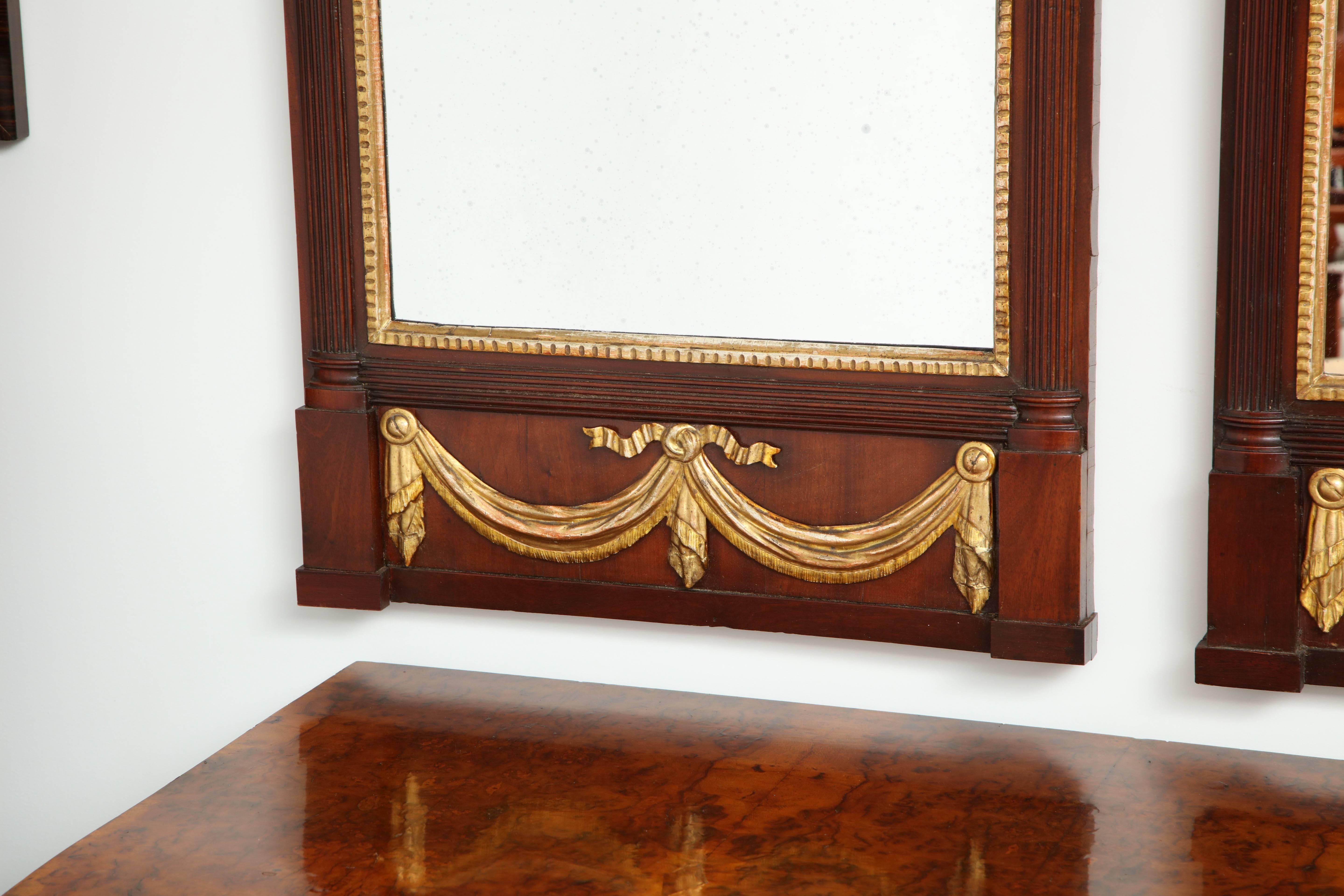 Pair of Danish Louis XVI Mahogany and Parcel-Gilt Mirrors, circa 1790s For Sale 5