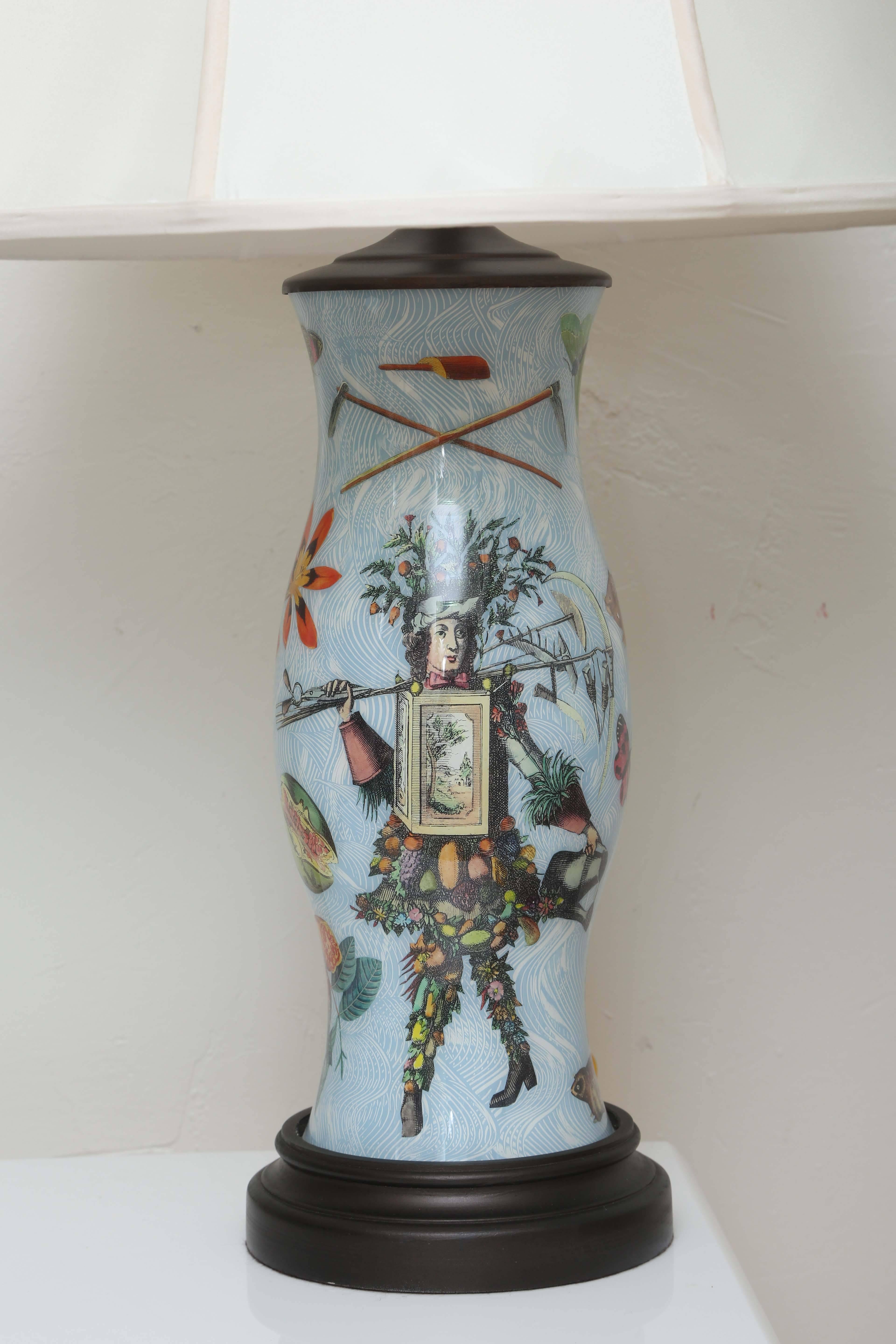 Pair of Decoupage Lamps In Good Condition In West Palm Beach, FL