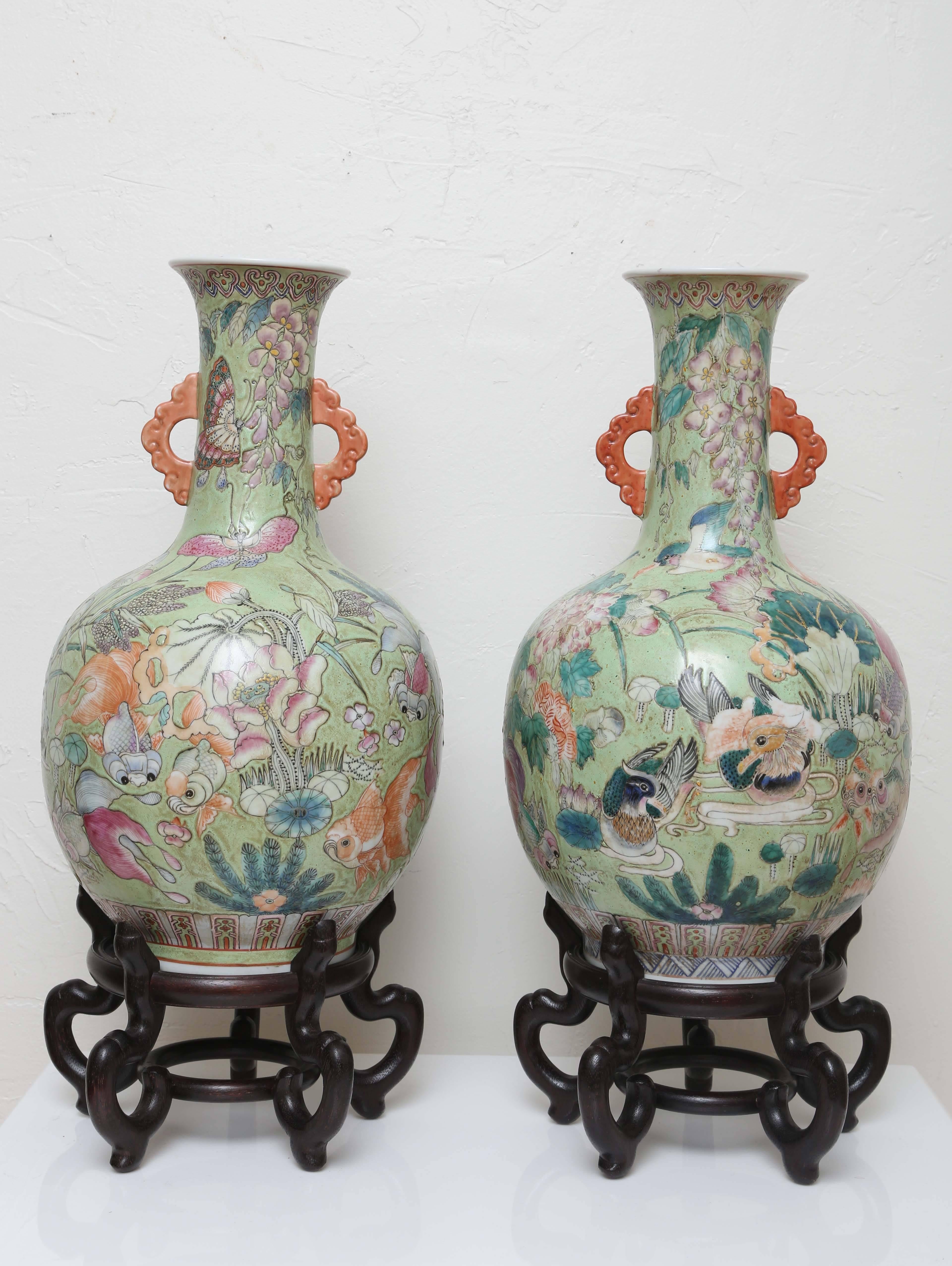 Pair of Vintage Chinese Vases on Stands 2