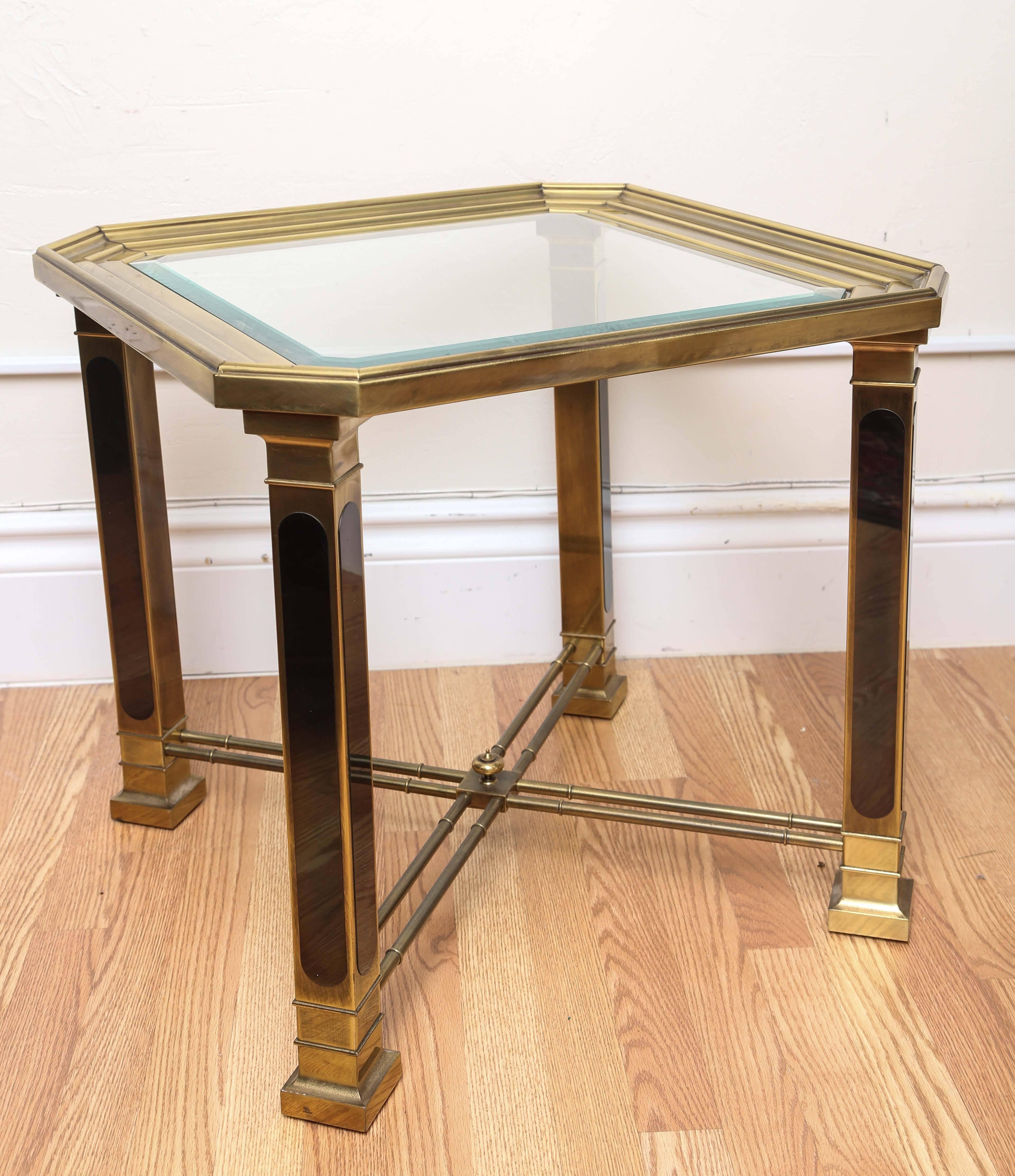 Mid-Century Modern style brass and glass side table by Mastercraft.