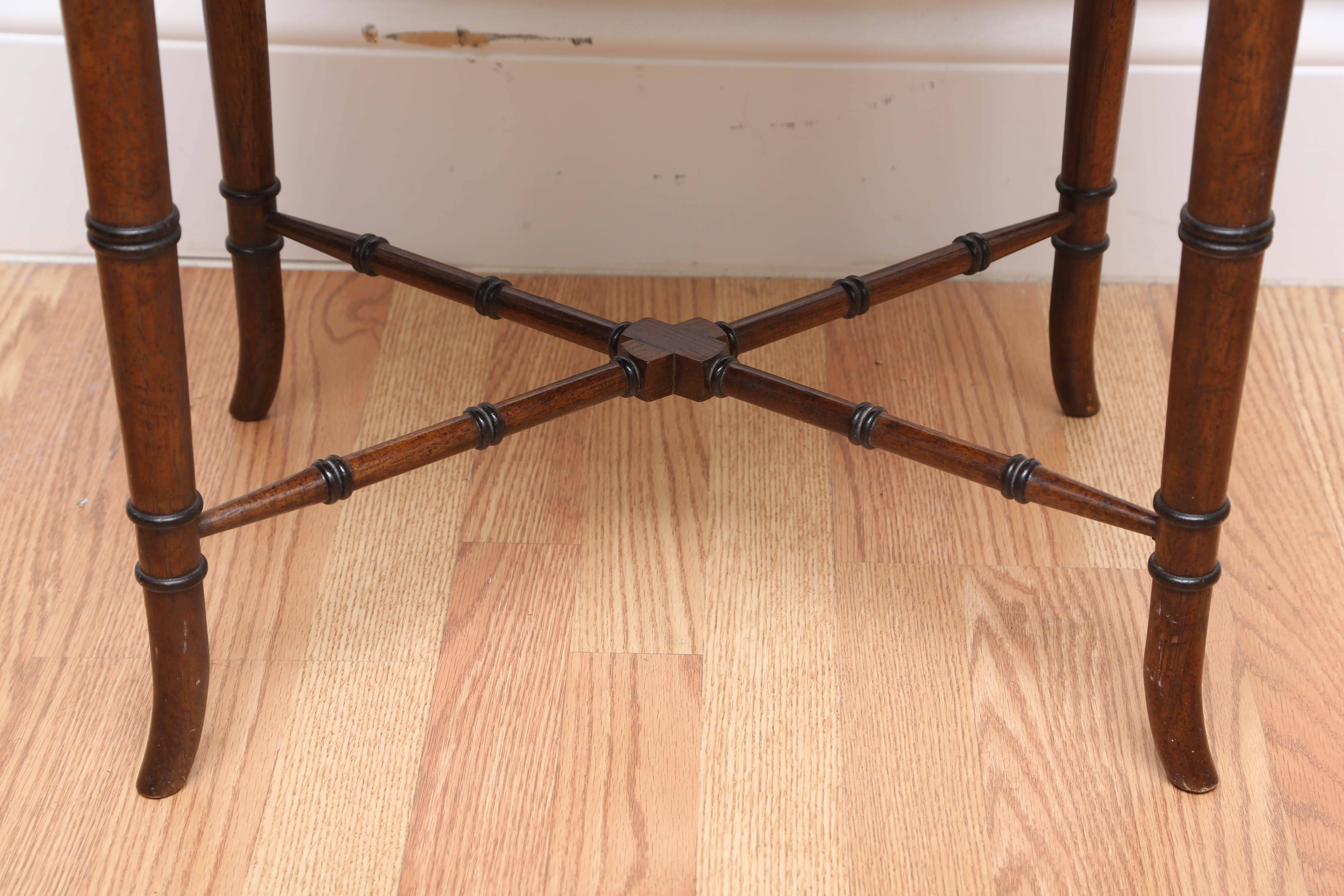 Vintage Faux Bamboo Wood and Brass Tray Table 2