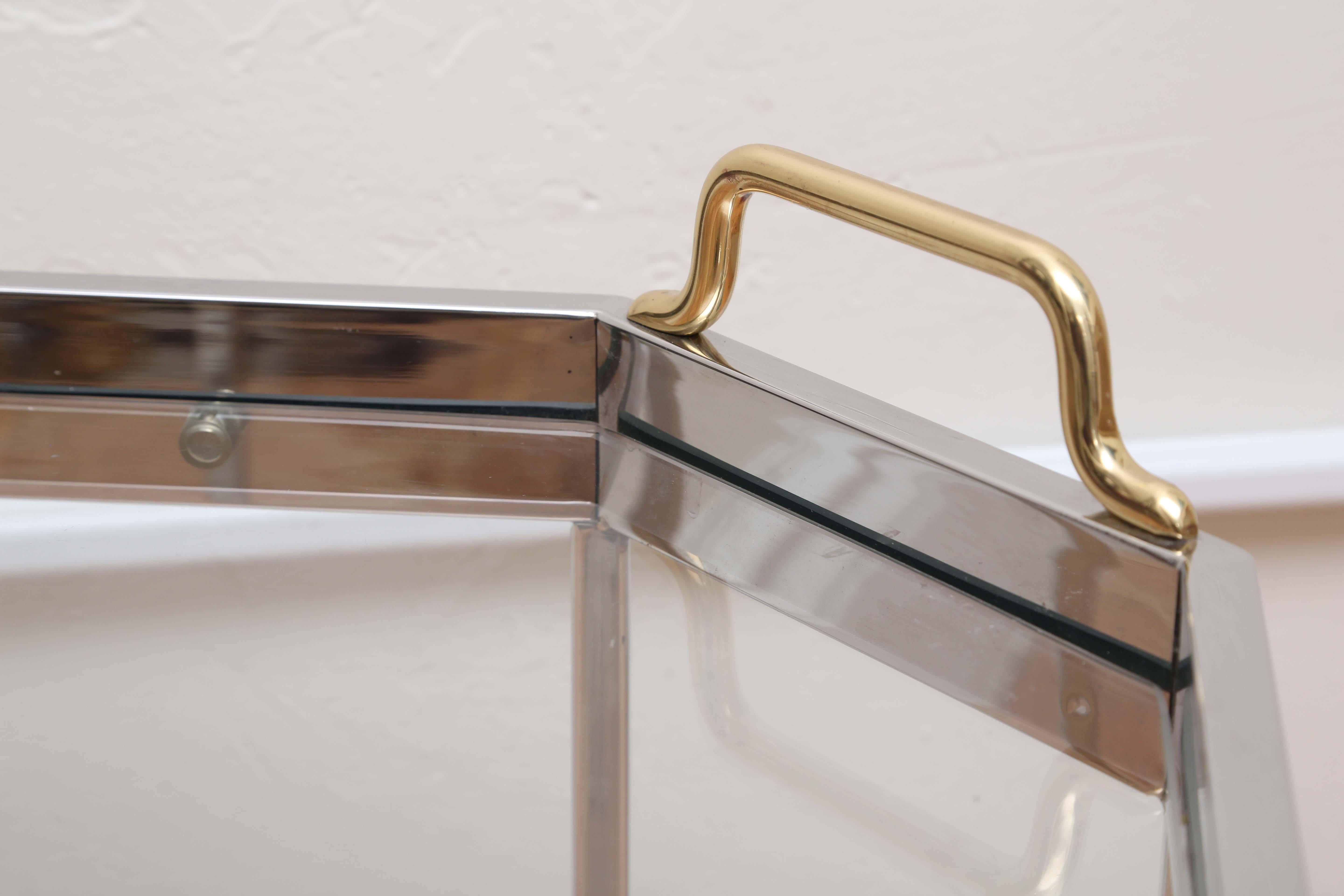 Mid-Century Chrome Octagon Occasional Table In Good Condition In West Palm Beach, FL