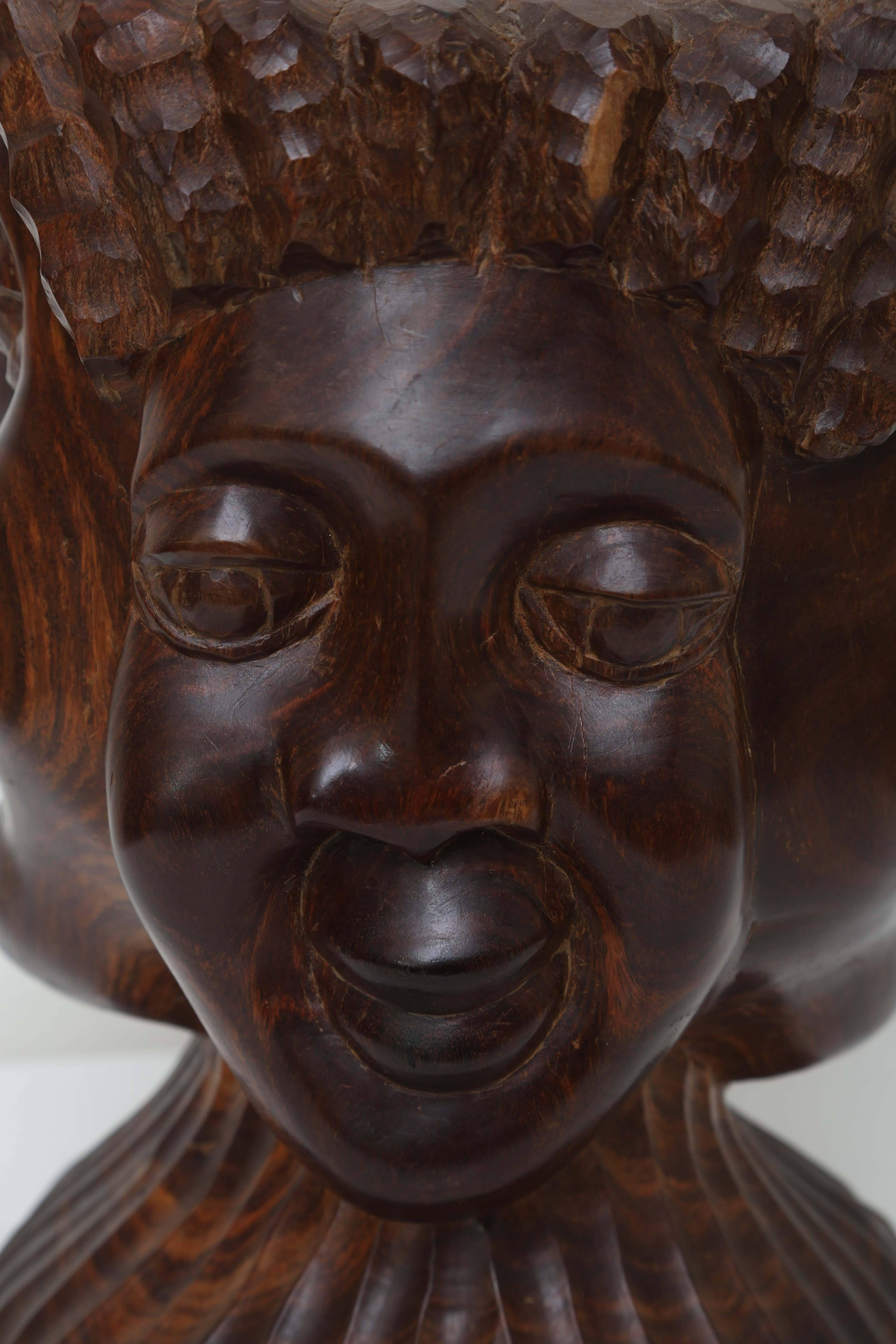 Jamaican Folk Art Sculpture of Three Faces In Good Condition In West Palm Beach, FL