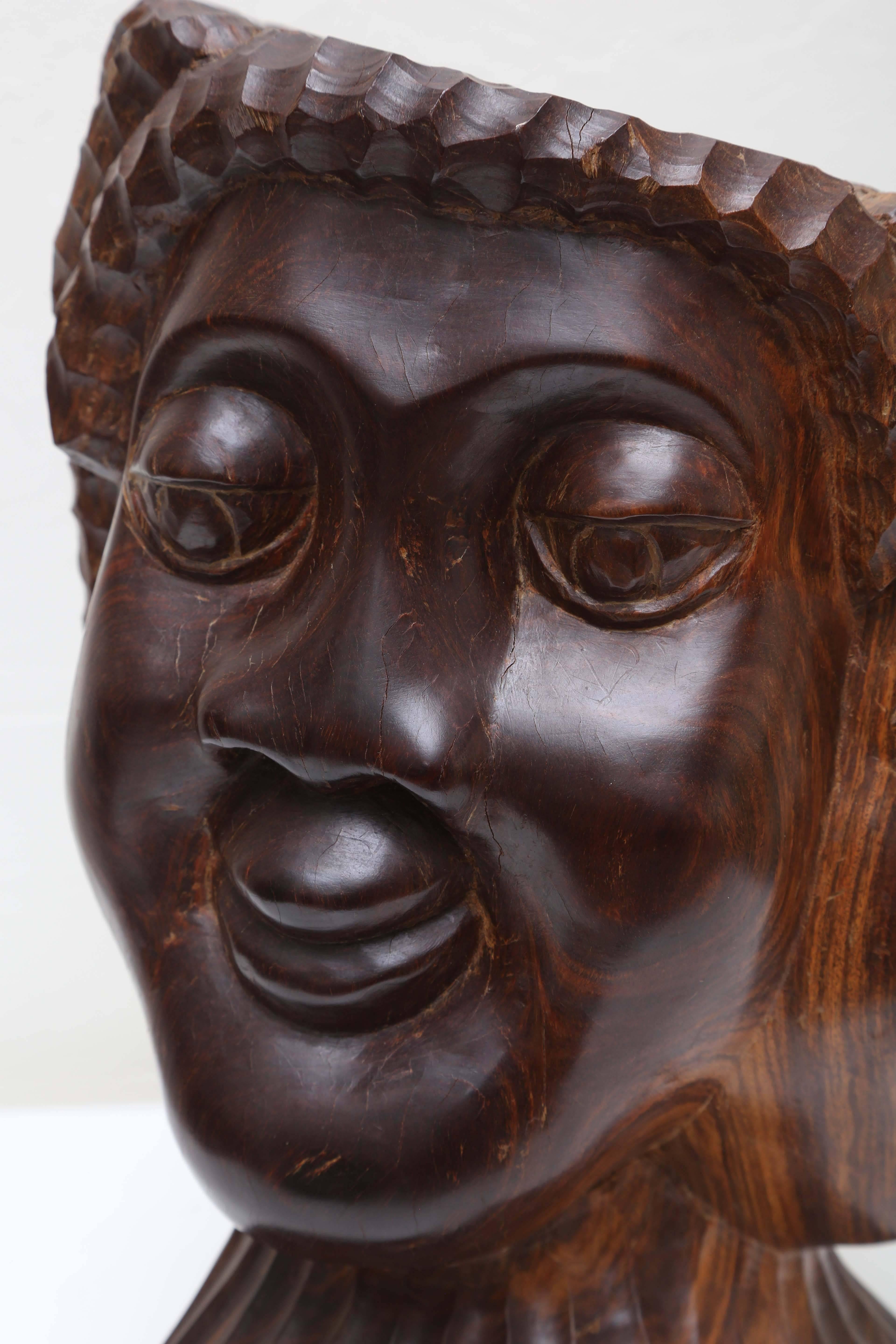 20th Century Jamaican Folk Art Sculpture of Three Faces