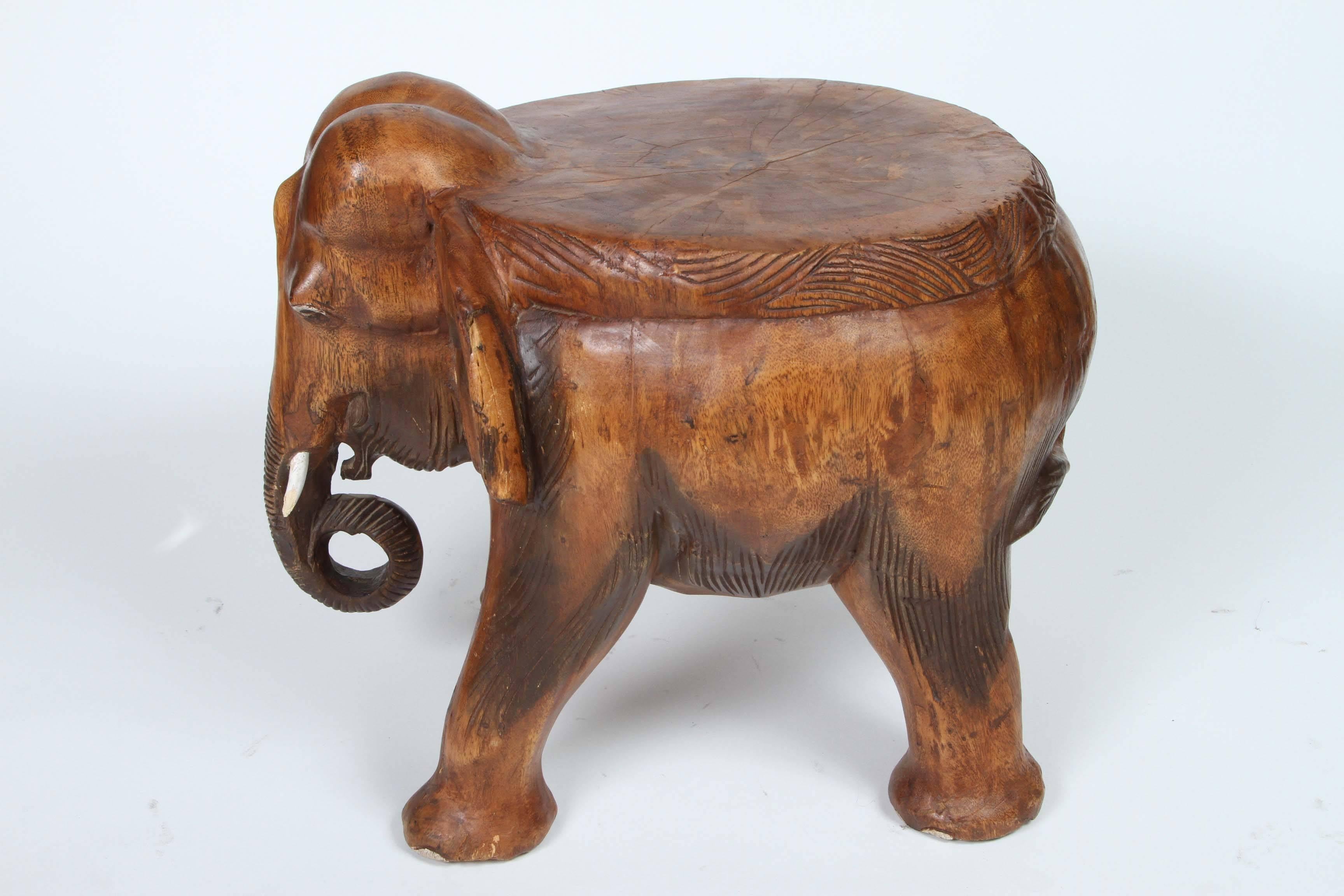 carved wooden stools