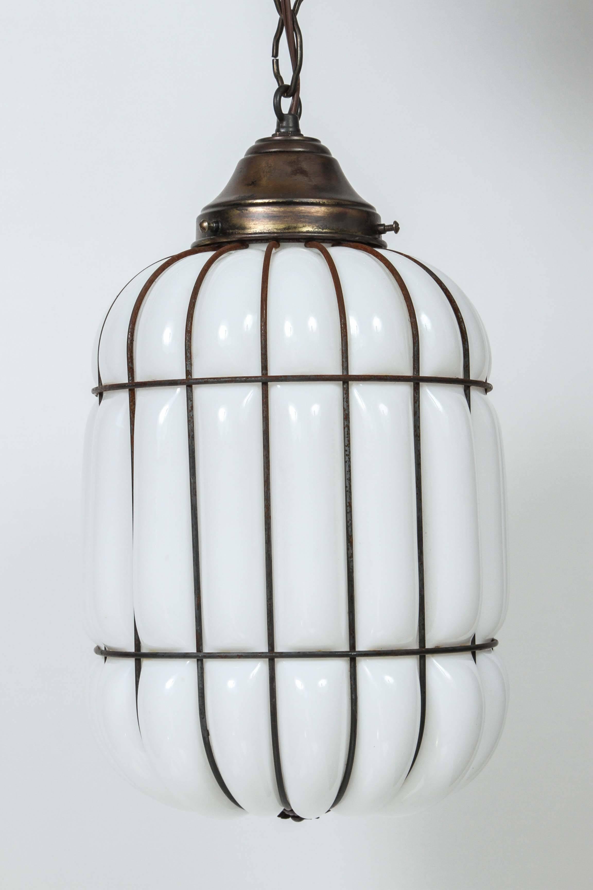 caged glass pendant light